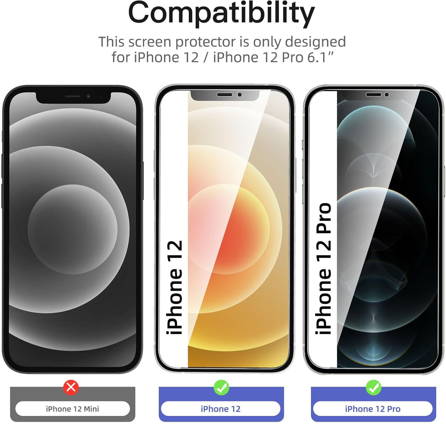 NEW'C 3 Pack Privacy for iPhone 12,iPhone 12 Pro Screen Protector (6.1"), Enhanced 28-Degree Privacy Angle, Ultra Durable 9H Hardness, Bubble-Free