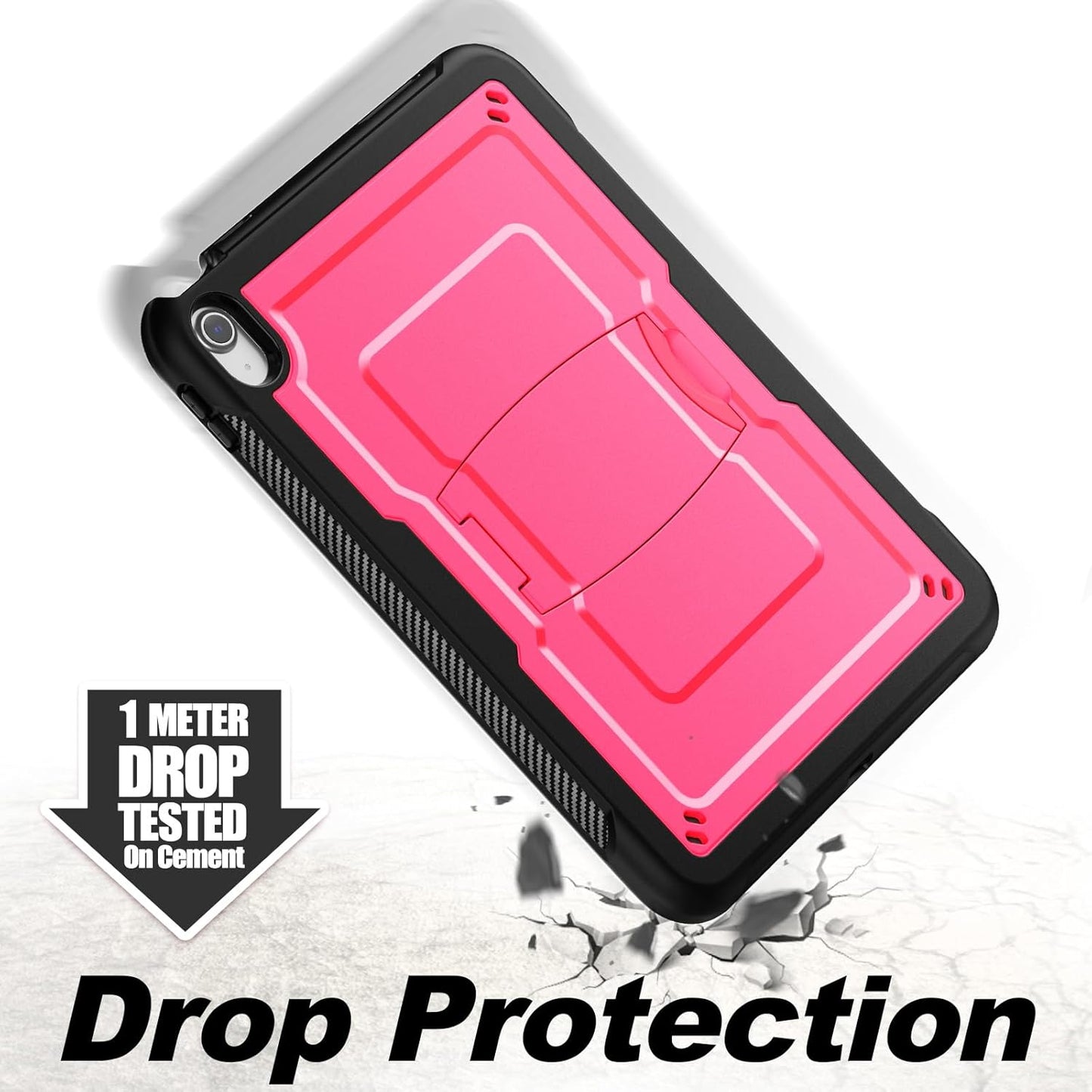 SEYMAC stock Case for iPad (A16) 11th/10th Generation 11''/10.9'' 2025/2022, with Built-in Screen Protector, Shoulder Strap, Built-in Kickstand, Rugged Full Body Shockproof Protective Case, Pink