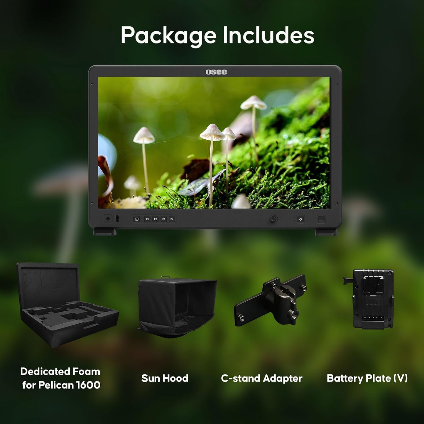 osee Mega 22S 22inch Ultra Bright HDR Field Production Monitor VMKit with Sunhood Battery Plate Cstand Adapter Custom Foam Mold