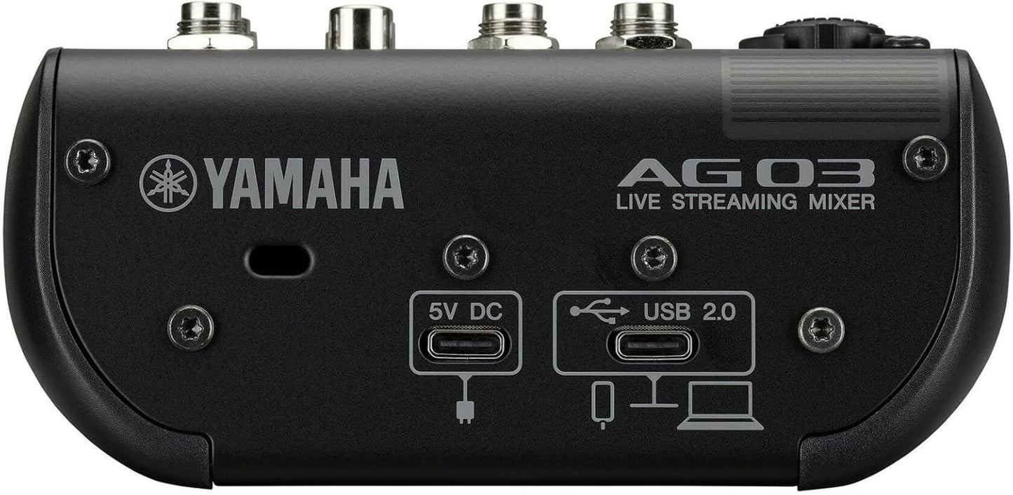 Yamaha AG03MK2 Black 6-Channel Live Streaming Loopback Mixer/USB Interface with Steinberg Software Suite