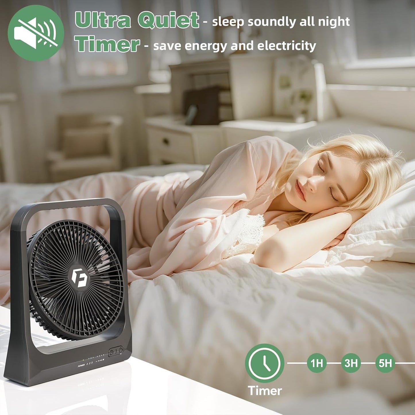 8-inch USB Portable Fan - 20800mAh Rechargeable Battery Operated Fan (80Hrs work time) - Personal Desk Fans - Battery Powered Fans use for Bedroom, Desktop, Table, Office, Camping, and Outdoor