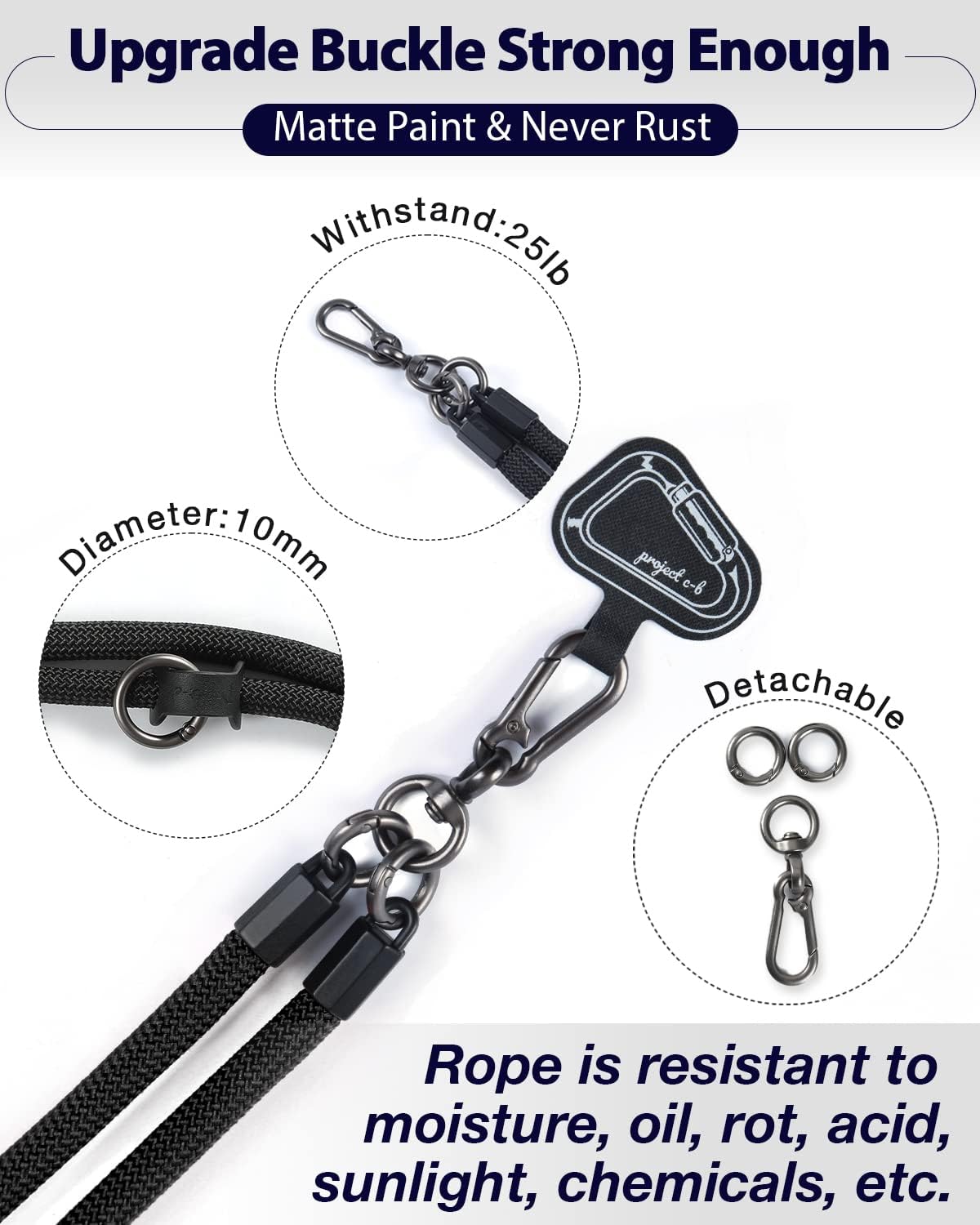 project-cb Cell Phone Lanyard ×1, Tether Tab ×2, Universal Adjustable Phone Strap, Crossbody, Neck Phone Lanyard, Rope Strap