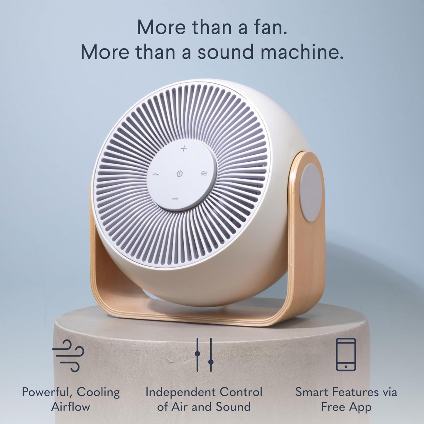 SNOOZ Breez 2-in-1 Smart Bedroom Table Fan & White Noise Machine - Smooth, Powerful Air - Adjustable White Noise - Remote Control, Scheduling, & Smart Features via App