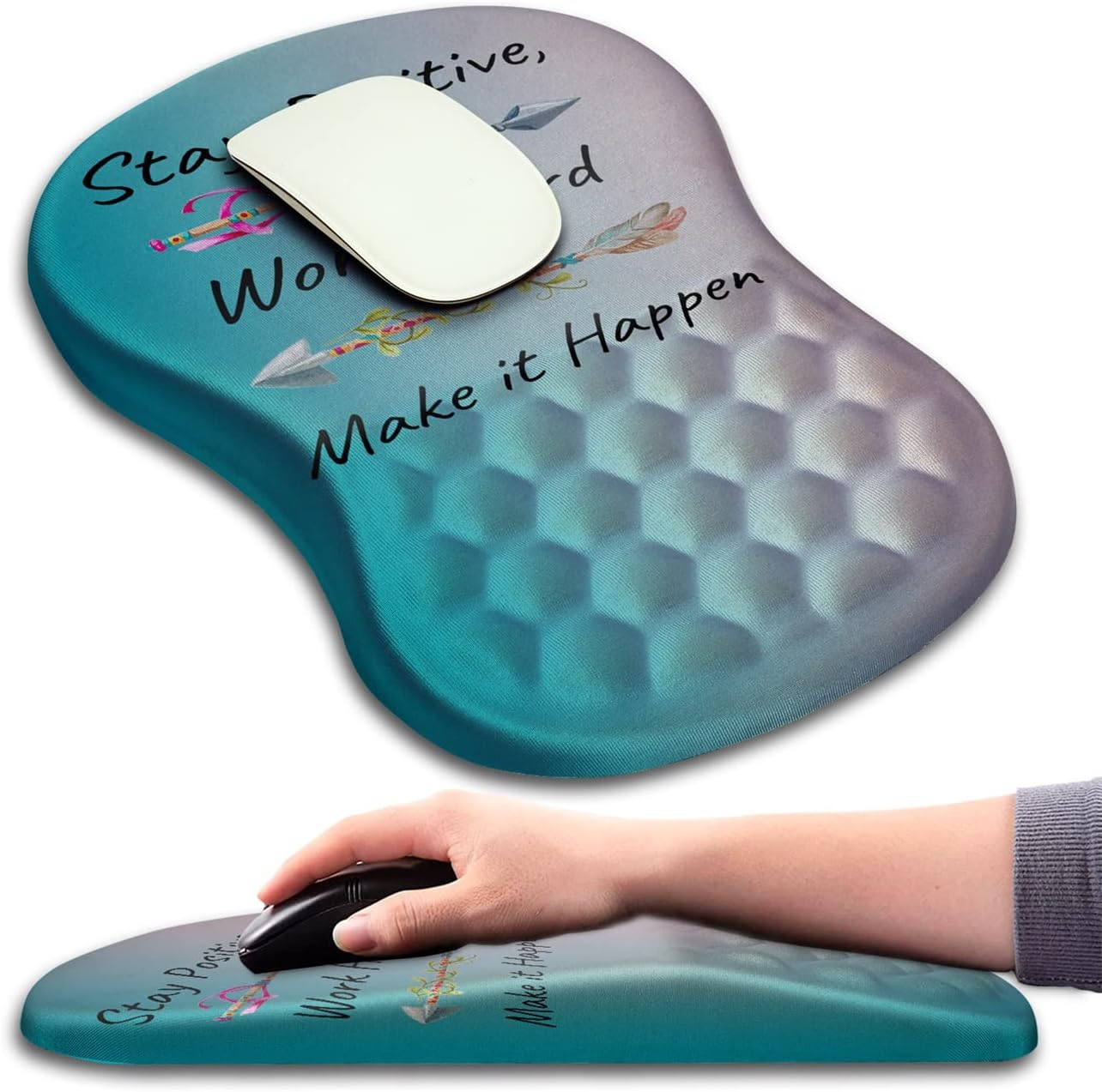 Mouse Pad Wrist Support, Ergonomic Mouse Pad with Massage Dot, Comfortable Computer Mouse Pad for Laptop, Wrist Rest Pain Relief Mousepad with Non-Slip PU Base for Office & Home, 12 x 8 in