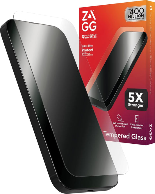 ZAGG Glass Elite Screen Protector for iPhone 16 Pro - 5X Stronger, Reinforced Edges, Ultra-Strong Tempered Glass, Scratch Resistant, Anti-Smudge, InvisibleShield, Easy Installation, Eco-Friendly