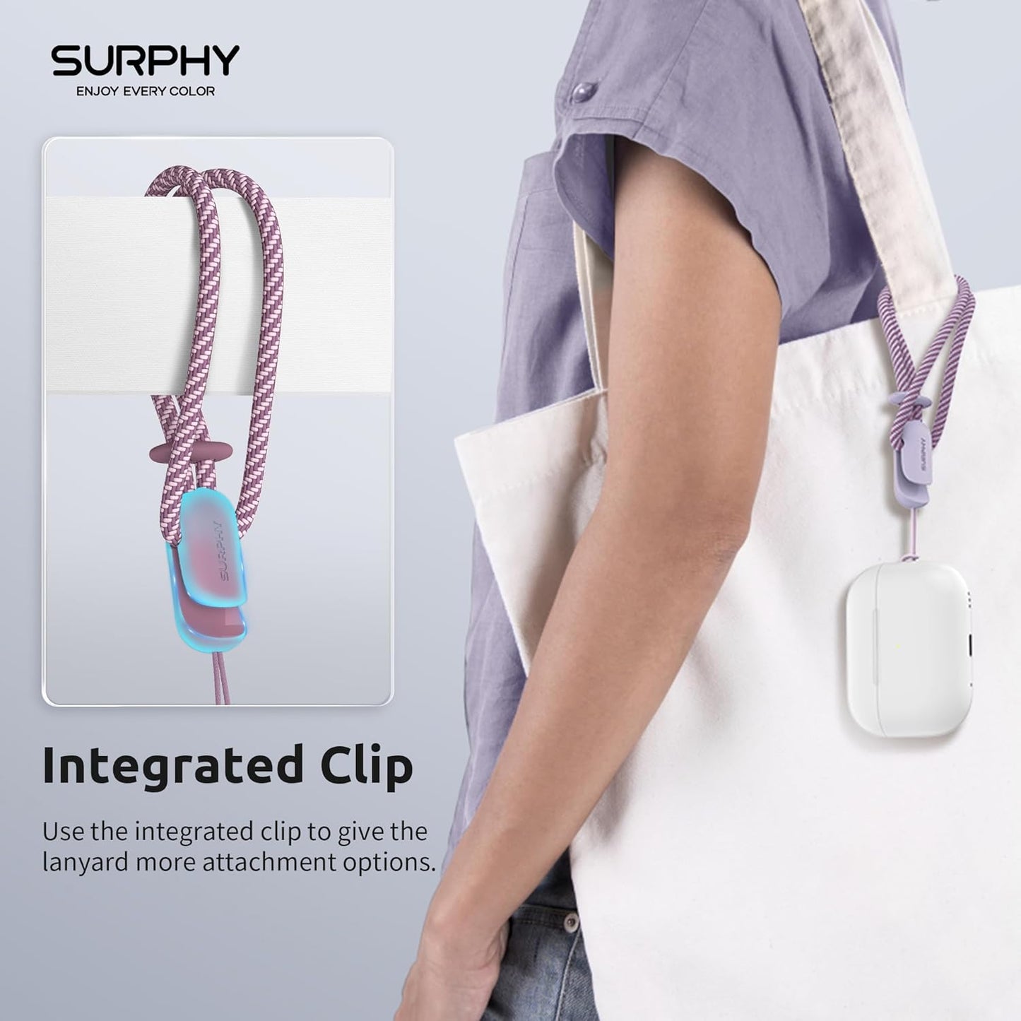 SURPHY 2 Pack Phone Lanyard for Cellphone Case, Phone Wrist Strap for Case, Cellphone Strap with 2-Color Braided, Charm Wrist Lanyard for Women and Men, Lilac & Lilac Purple