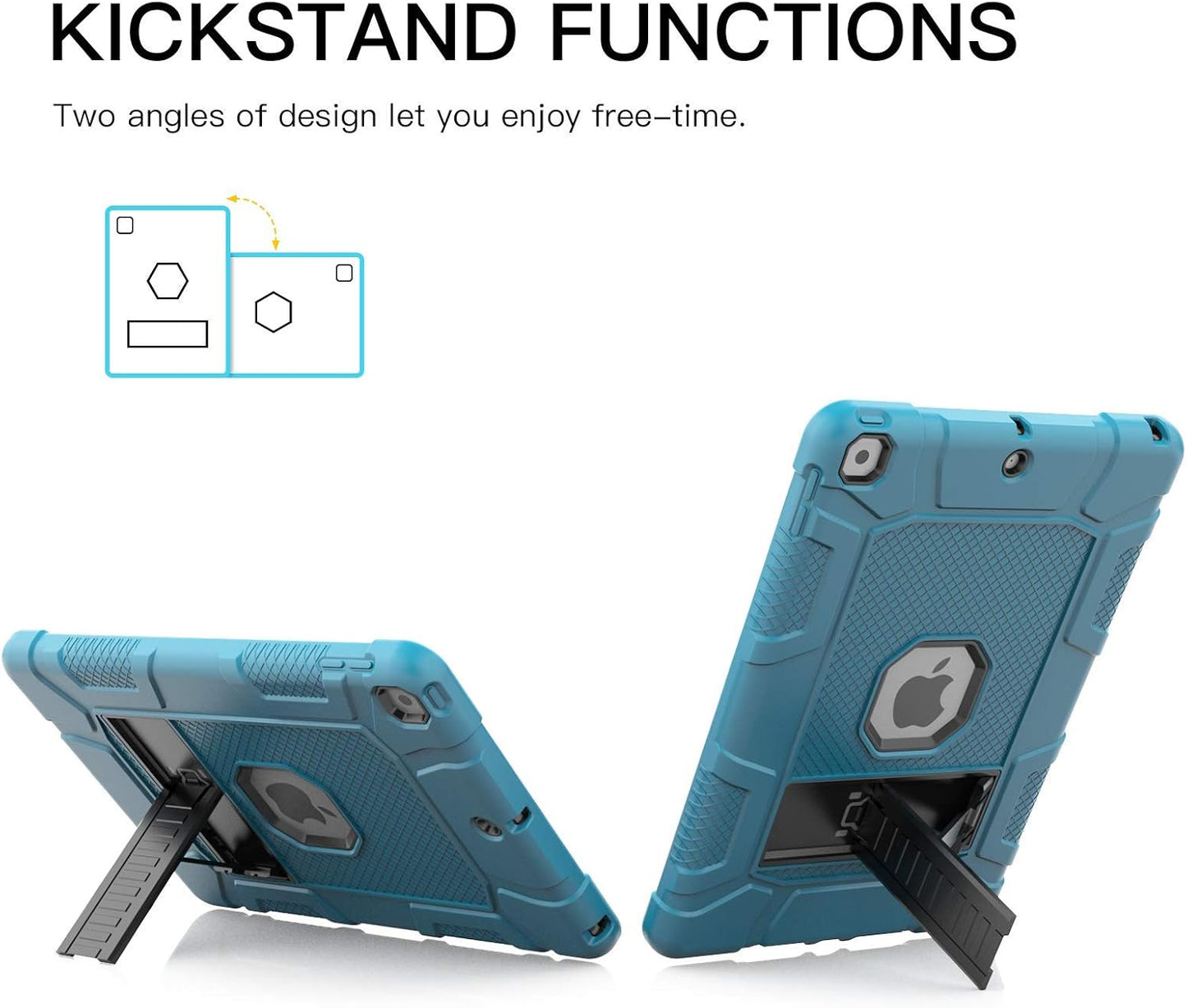 Rantice iPad 9th Generation Case, iPad 8th Generation Case, iPad 7th Generation Case, Hybrid Shockproof Drop Protection Cover with Kickstand for iPad 10.2'' 2021/2020/2019 Released (Steel Blue+Black)