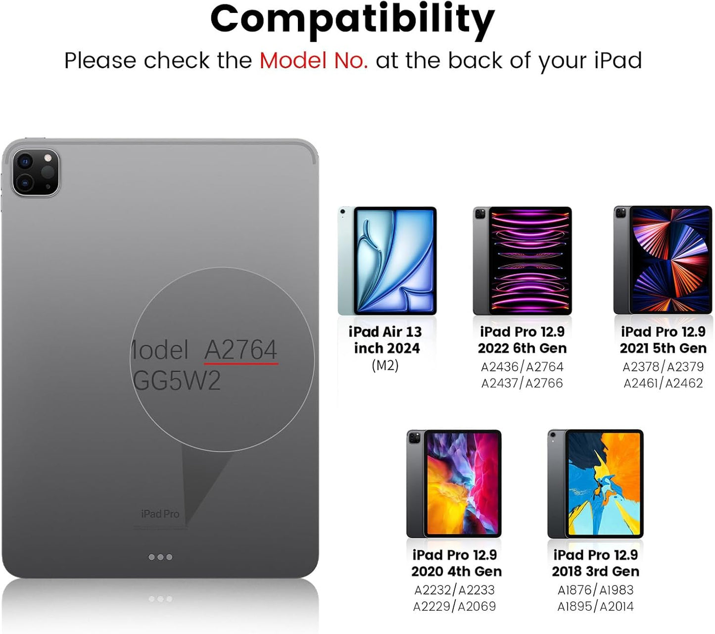 Nillkin for iPad Air 13 M2 M3 Case with Keyboard Backlit Bumper iPad Pro 12.9 (3rd, 4th, 5th and 6th gen) Detachable Keyboard with Built in trackpad, Stand,US English (Elite Grey)