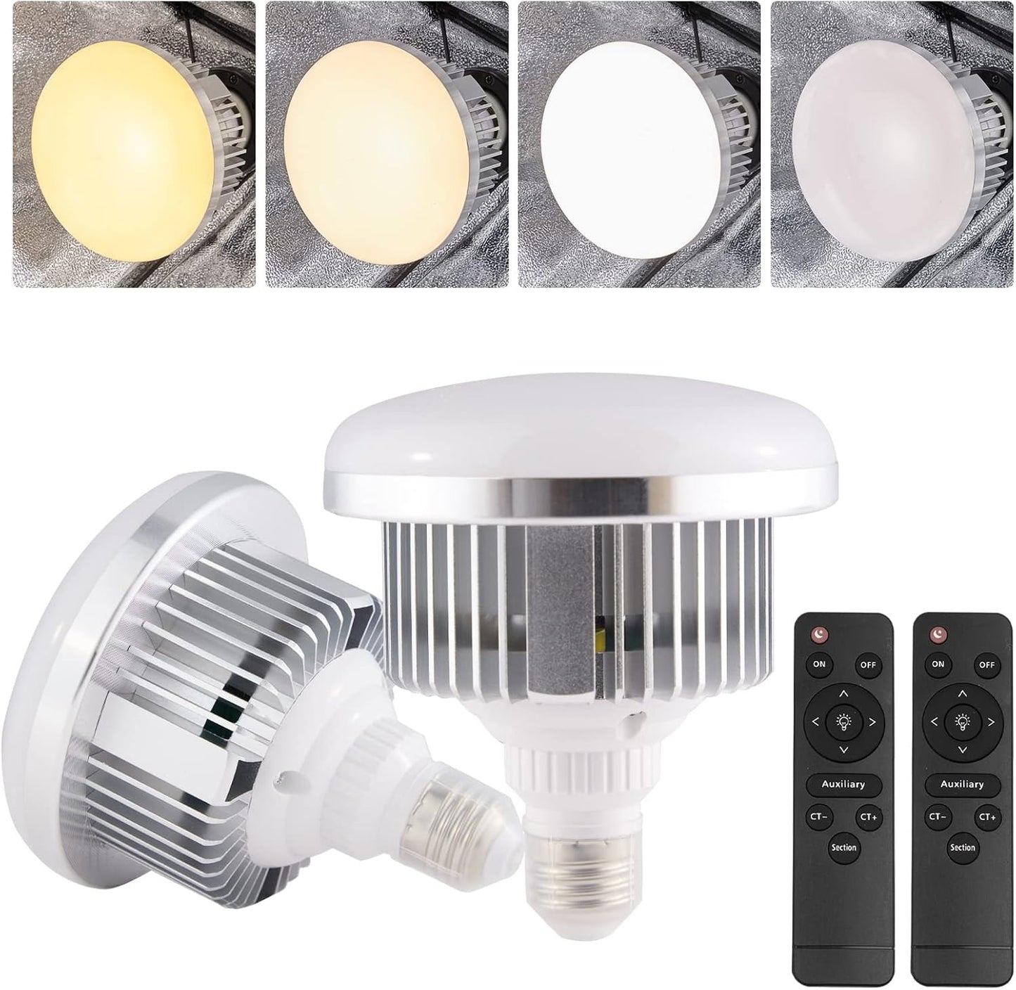 BEIYANG 2Pack 85W Photography Light Bulb for Softbox Lighting Kit Photography Soft Box Studio 6000K Bulbs LED Lighting, Remote Set
