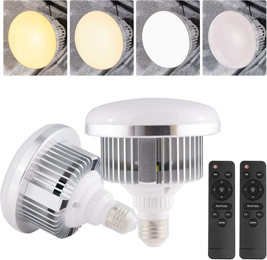 BEIYANG 2Pack 85W Photography Light Bulb for Softbox Lighting Kit Photography Soft Box Studio 6000K Bulbs LED Lighting, Remote Set