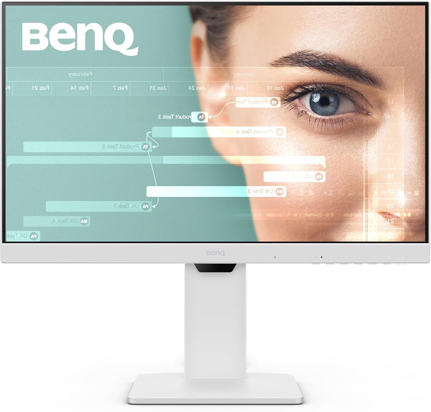 BenQ GW2486TC Office USB hub Monitor 24" 1080p | Coding Mode | IPS | Eye-Care Tech | Adaptive Brightness | Height Adjustable | White Monitor | Noice-Cancelling Mic | Daisy Chain | USB-C