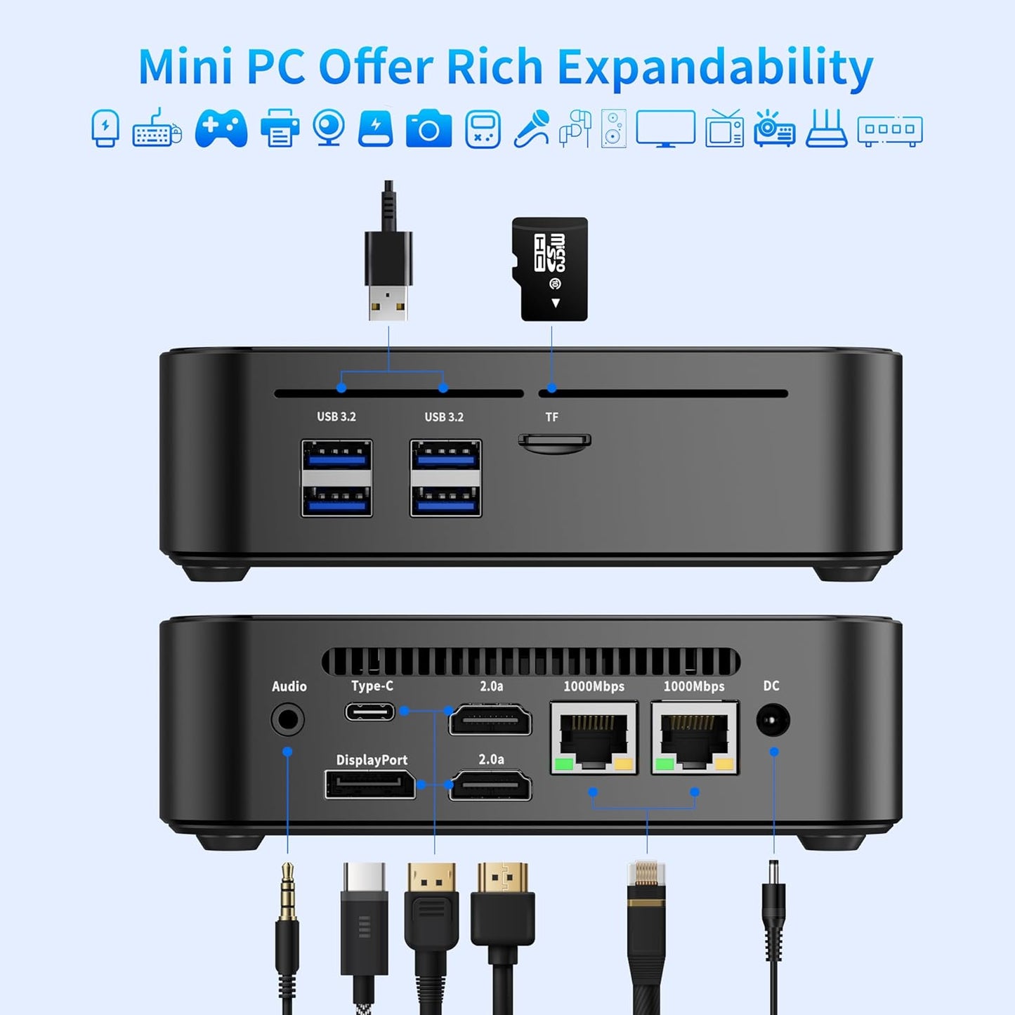 DreamQuest Mini PC W-11 Pro N95 (up to 3.4GHz) 32GB DDR4 RAM 1TB PCIe M.2 SSD Mini Desktop Computer 4K HDMI/DP/USB Type C/WiFi 5/USB3.1/BT5.0/Micro PC for Home & Business