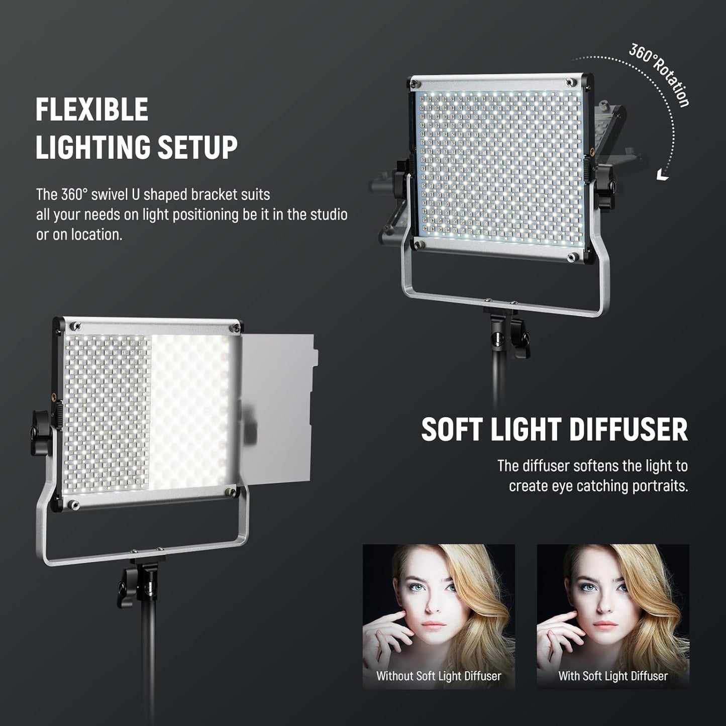 NEEWER Upgraded RGB LED Studio Video Light with Tripod Stand, App Control 50W 7000Lx CRI97+ 3200-5600K Dimmable Panel Key Lighting Kit for Game Streaming YouTube Recording Photography, RGB660 PRO II