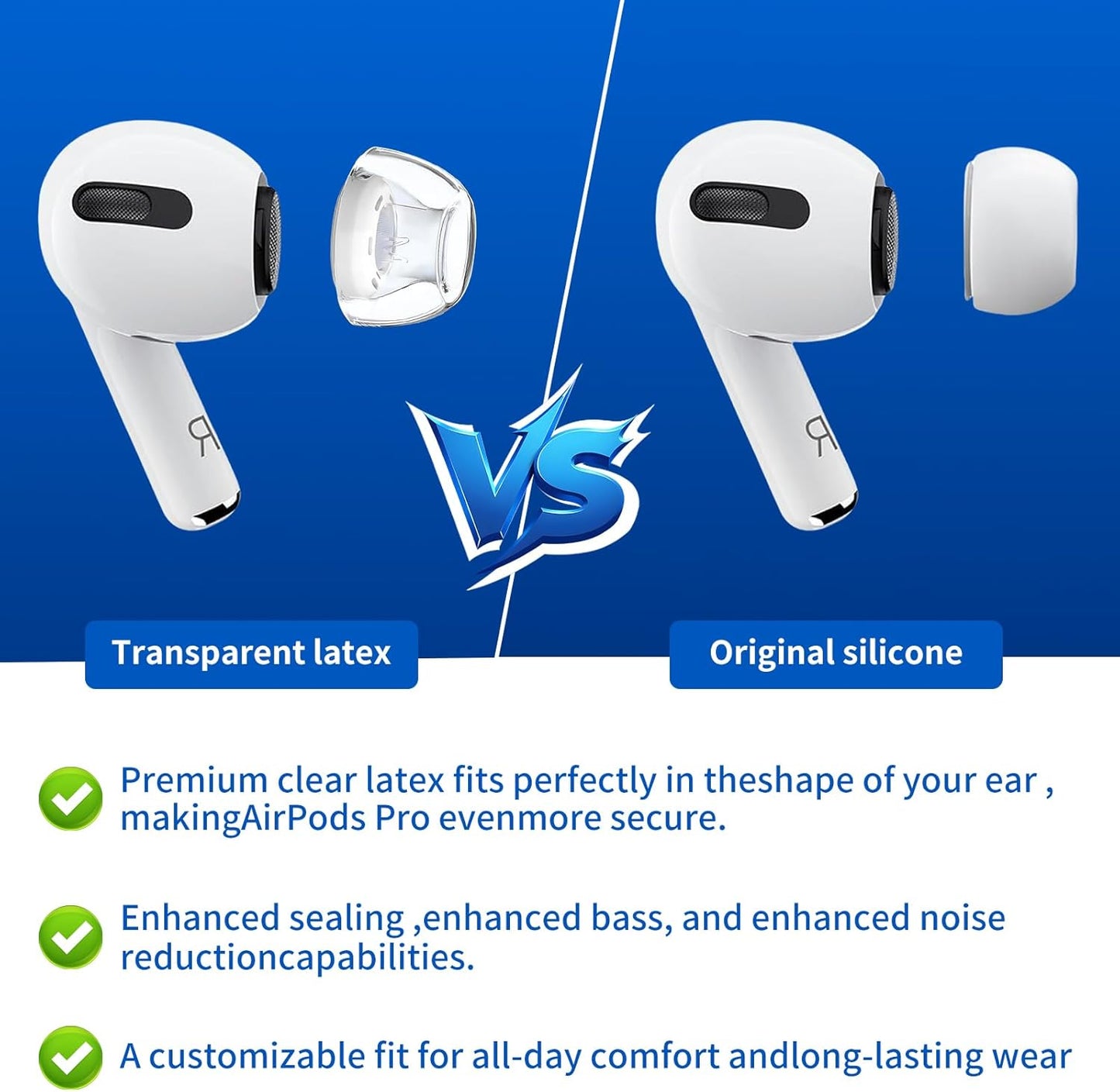 4 Pair Compatible with AirPods Pro 2nd/1st Generation Replacement Ear Tips,with Noise Reduction Hole & Built-in dust Guard Screen,for USB-C Charging Case with Cleaner kit -(4 Sizes XS/S/M/L)