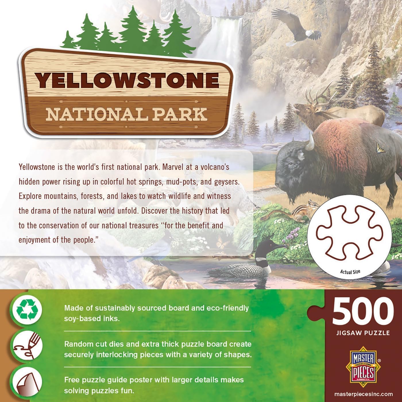 MasterPieces 500 Pieces Jigsaw Puzzle for Adults, Family, Or Youth - Yellowstone National Park - 15"x21"