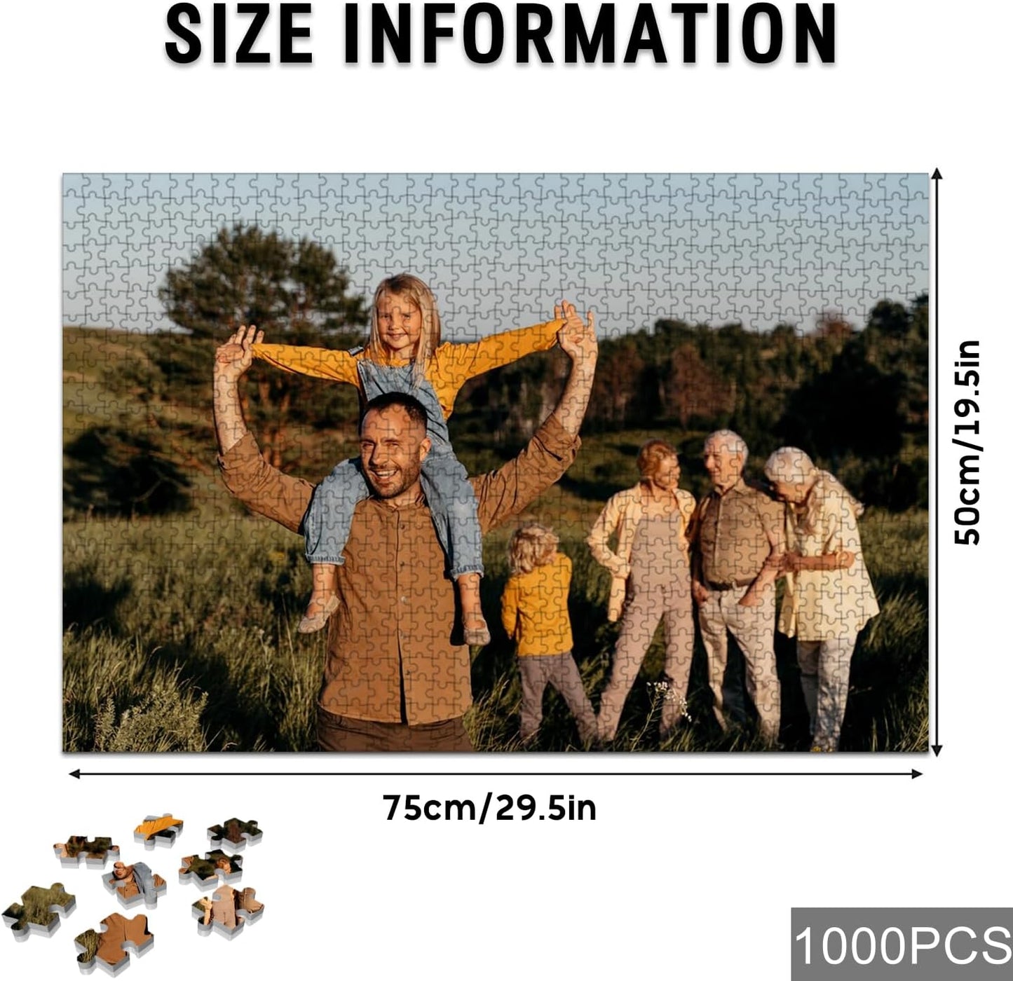 Custom Puzzle, Personalized Puzzle for Photos, Customized Puzzle 120/200/300/500/1000/1500 Pieces for Family, Christmas, Pet, Birthday, Wedding Gift