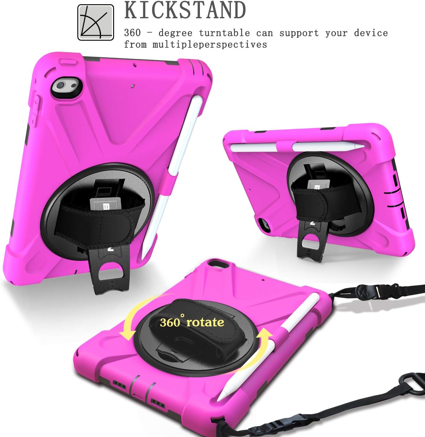 BRAECN iPad mini 5 Case,iPad mini 4 Case, Heavy Duty Shockproof Protective Rugged Case with Pencil Holder,Hand Strap,Kickstand, Shoulder Strap for iPad mini 5th/4th Generation 7.9 Inch for Kids