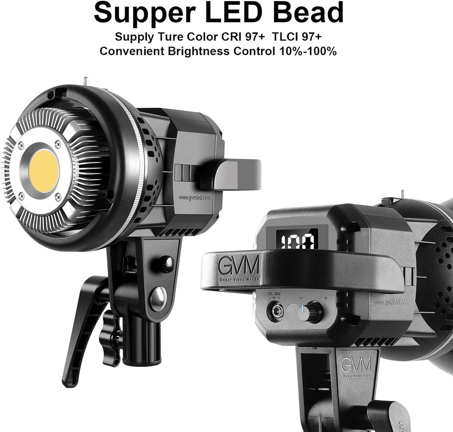 GVM 80W Video Light with Bowens Mount 2PCS LED Continuous Video Light with Tripod Continuous Output 13000Lux@0.5m Daylight Photography Lighting for Studio YouTube Video Recording Outdoor Shoot