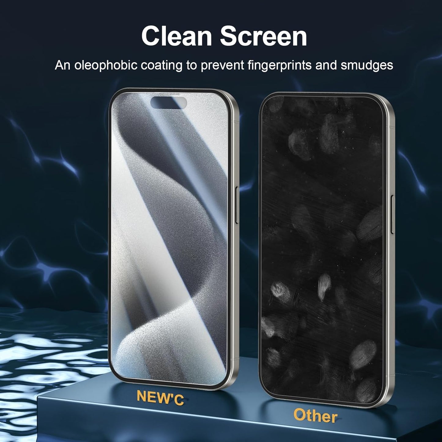 NEW'C 3 Pack Designed for iPhone 15 Pro Screen Protector (6.1 inches), Enhanced Tempered Glass Protection with easy installation tool included,Case Friendly Ultra Resistant