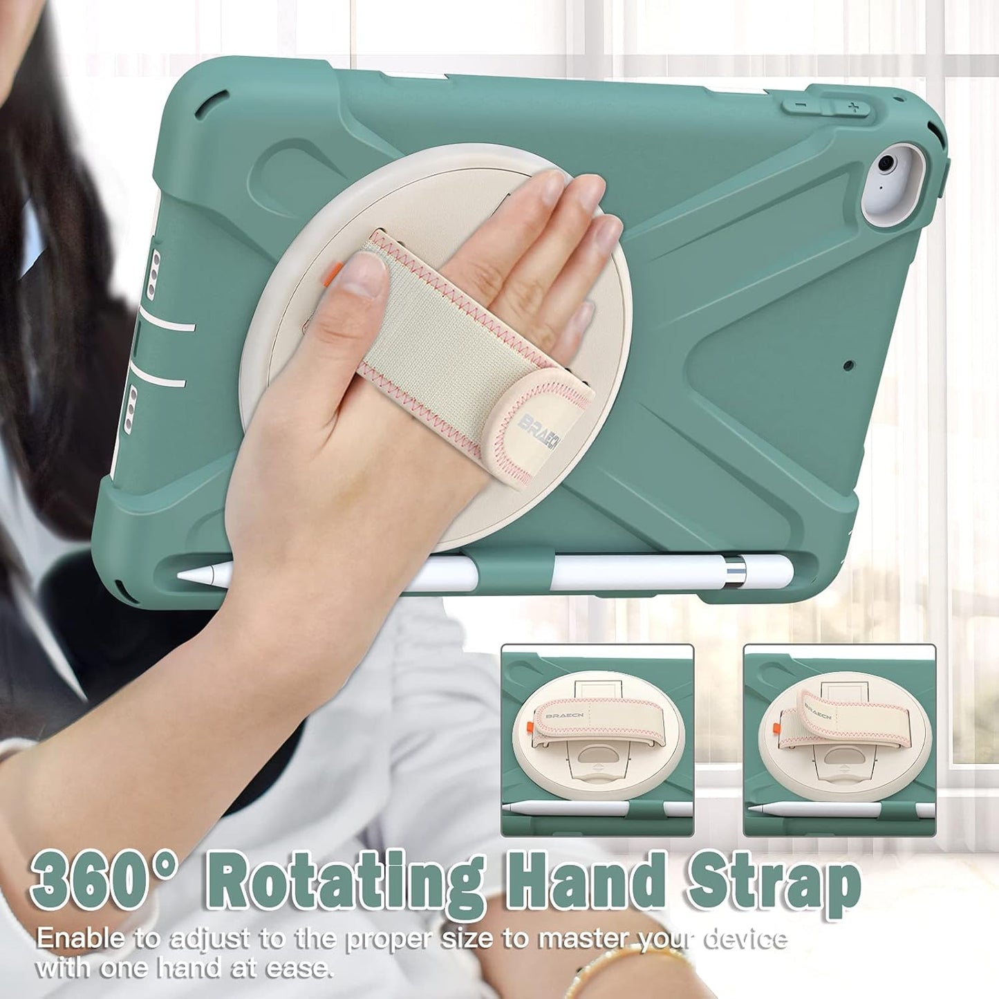 BRAECN iPad mini 5 Case,iPad mini 4 Case, Heavy Duty Shockproof Protective Rugged Case with Pencil Holder,Hand Strap,Kickstand, Shoulder Strap for iPad mini 5th/4th Generation 7.9 Inch for Kids