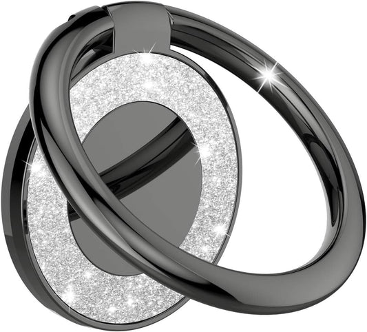 Cell Phone Ring Holder Stand, Cell Phone Grip Holder, Adhesive Phone Grip for Phones and Cases. (Glitter Black)