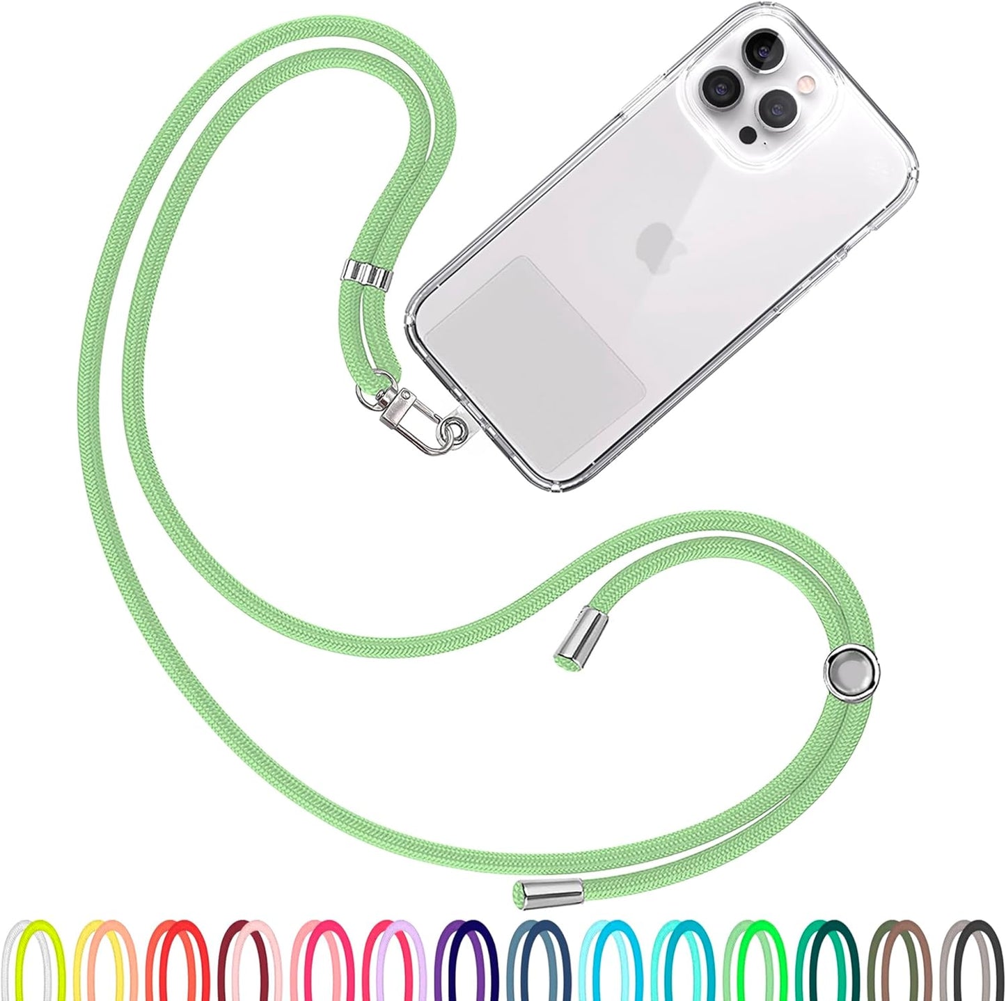 Cell Phone Lanyard [Light Green] - Comfortable Universal Smartphone Lanyard - Easy to Use Neck Phone Holder [Clear Patch] - Adjustable Length Phone Strap Crossbody - Fits All Mobile Phones