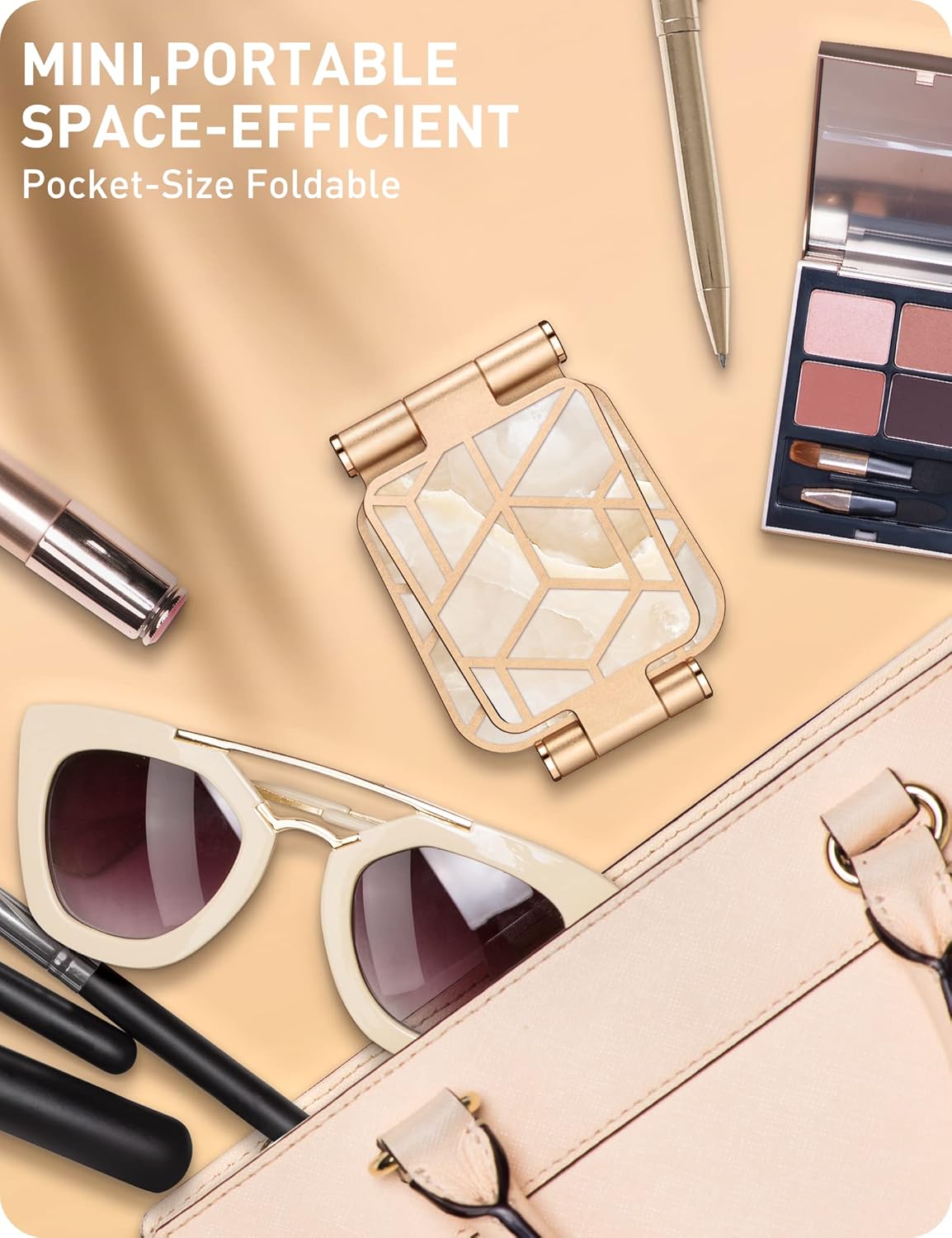 i-Blason Cell Phone Stand for Desk, Cell Phone Holder, Fits All Smart Phones, iPhone 16 15 14 13 Pro Max, Foldable Phone Stand Holder, Gold