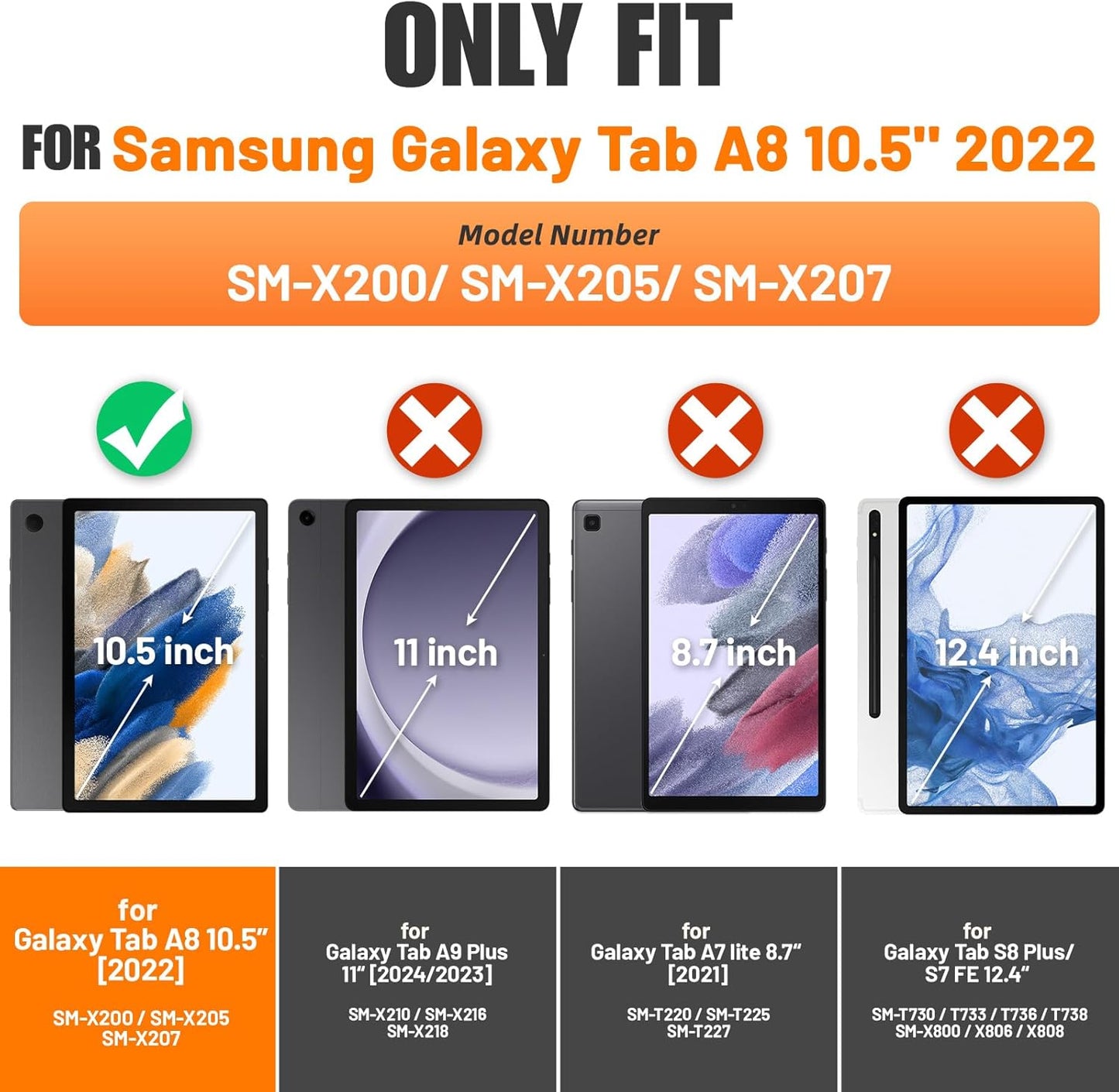 SEYMAC stock Case for Samsung Galaxy Tab A8 10.5'', Full-Body Drop Protection Case with Screen Protector Pencil Holder [360° Rotating Hand Strap] &Stand, Blue+Black