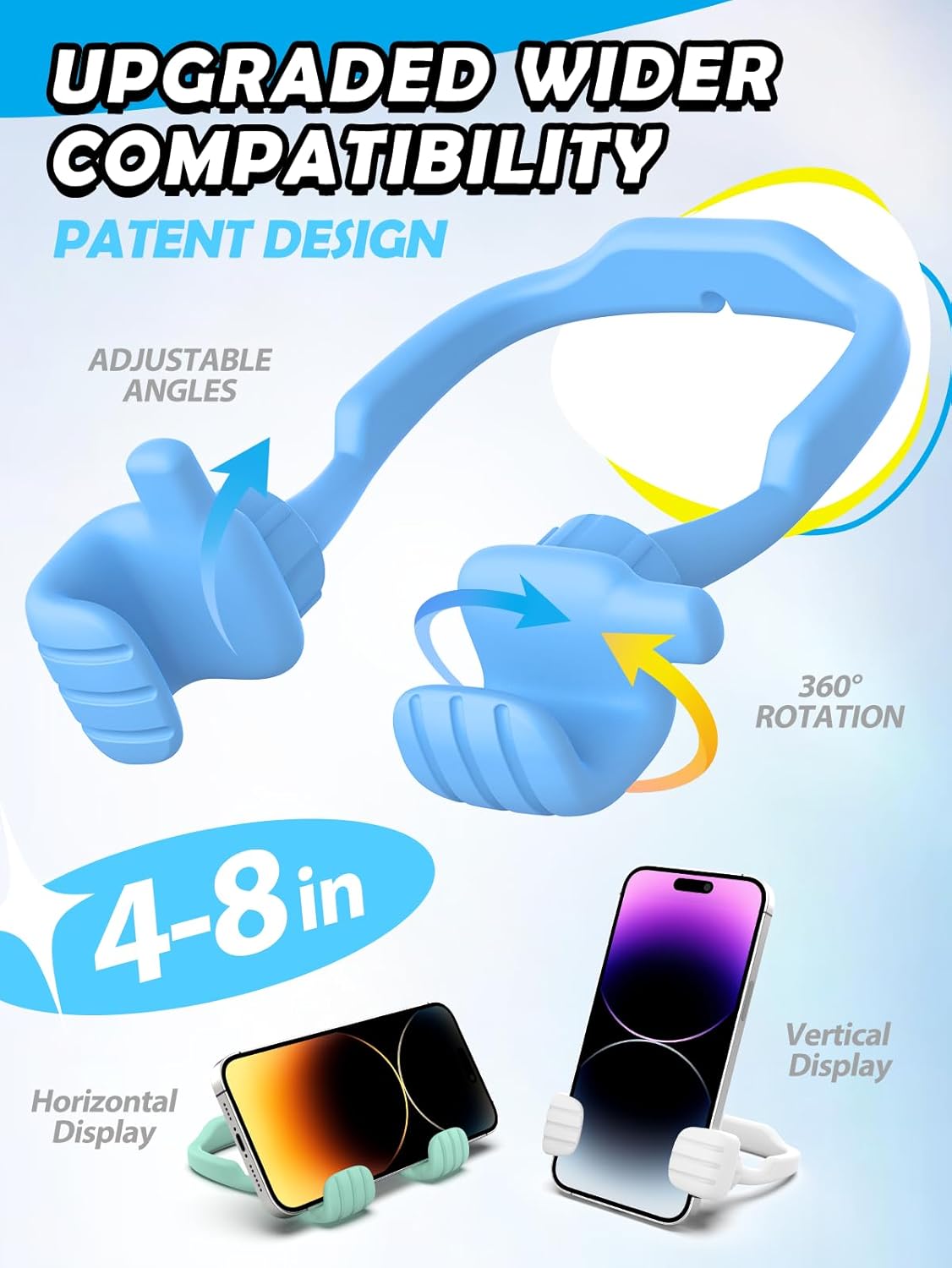 Dad Gifts for Fathers Day from Daughter Son Cell Phone Stand: 4 Pack UPGRADE Adjustable Thumbs Up Lazy Phone Holder for Desk Fun Birthday Gifts for Grandma Teens Girls Boys Adults Husband from Wife