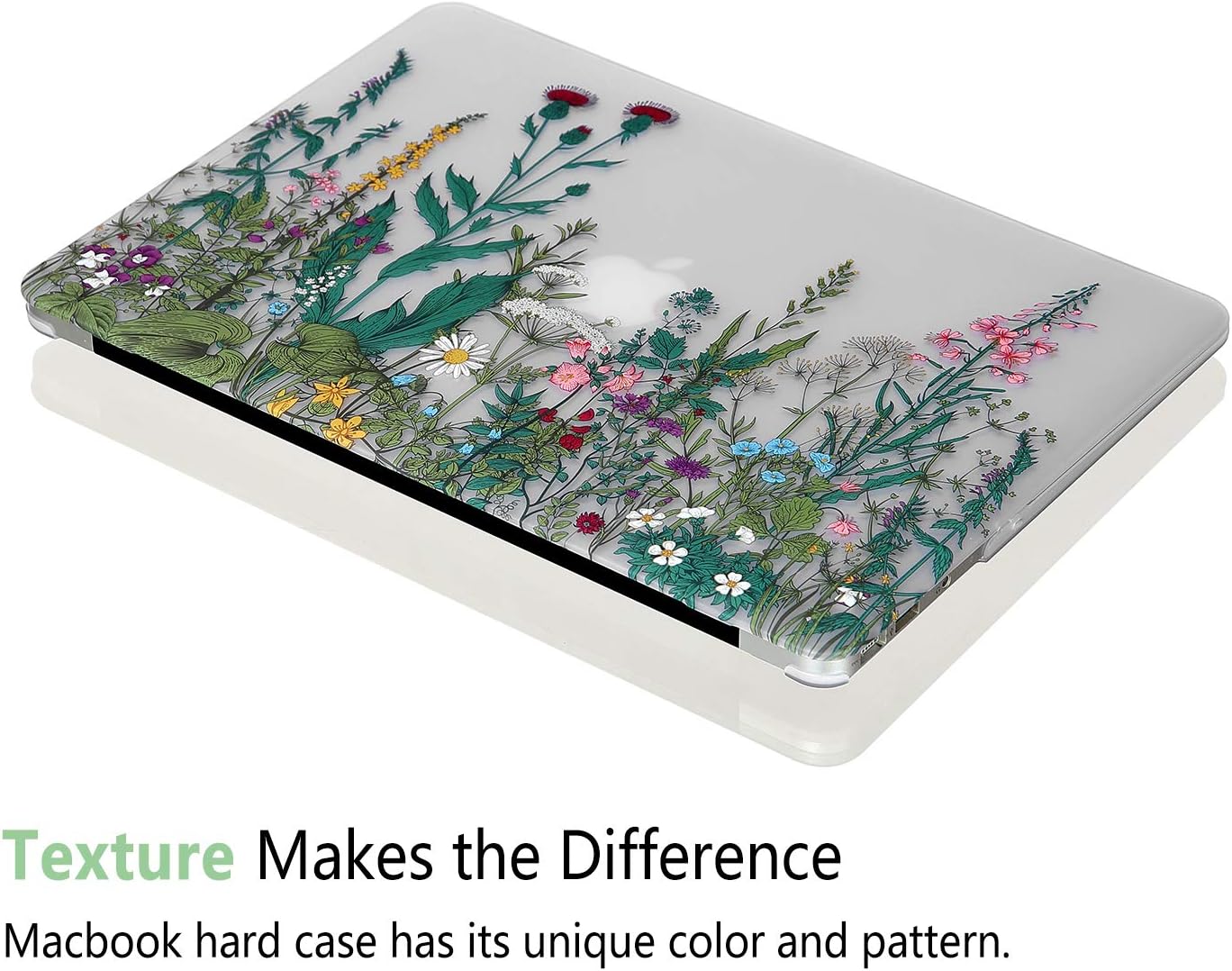 Case for MacBook Pro 13 inch M2 M1 A2338 A2289 A2251 A2159 A1989 A1706 2023-2016 Release with Touch ID, 6 in 1 Matte Clear Shell&Keyboard Cover&Screen Protector&Webcam Cover, Garden Flower
