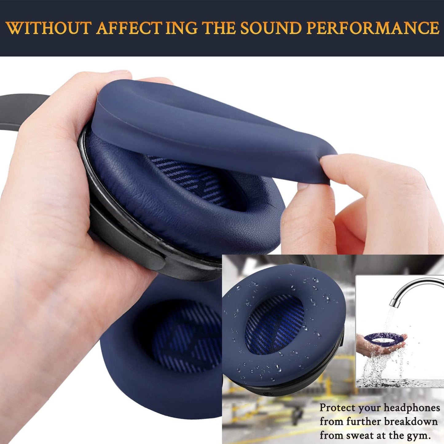 SOULWIT Ear Pads Cushions + Headband + Silicone Earpads Cover Protector, Replacement Kit for Bose QuietComfort 35 QC35, QC35 ii Over-Ear Headphones - Blue