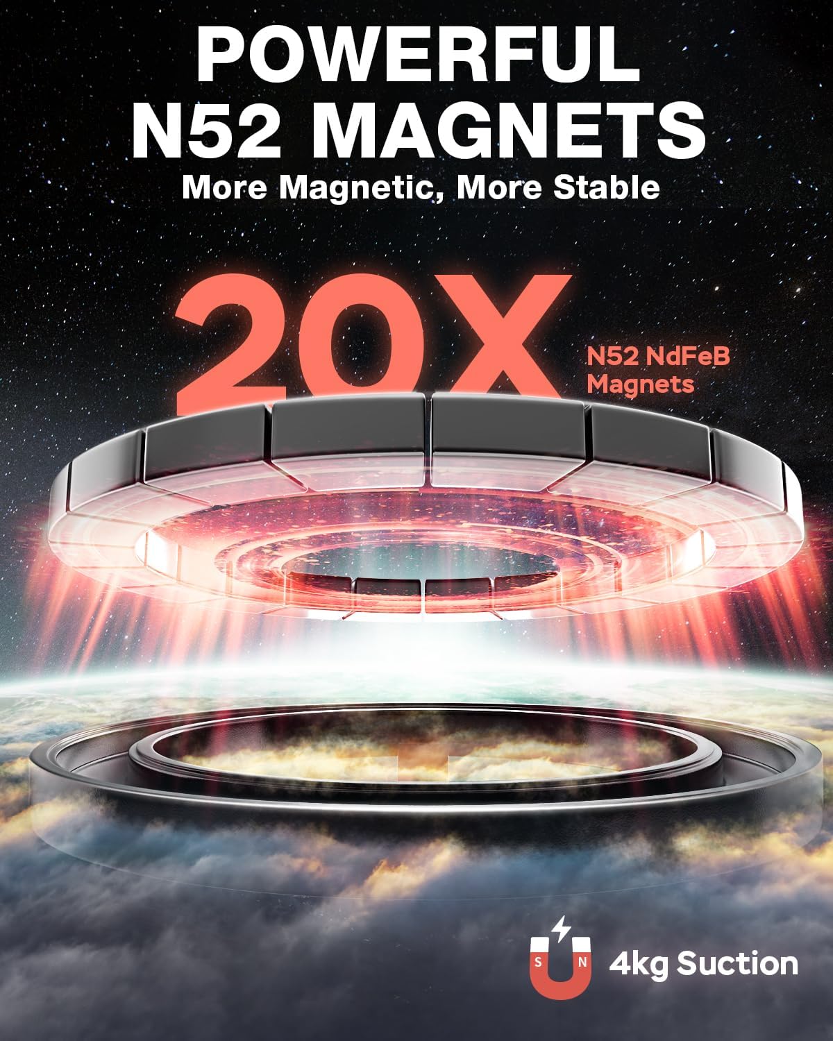 Smolink Tesla Phone Mount, All Metal Strong Magnet Magnetic Phone Holder for Car Dashborad and Tesla Model 3/Y/S/X, Foldable Hidden for MagSafe Car Mount Fit for iPhone All Phones, Red