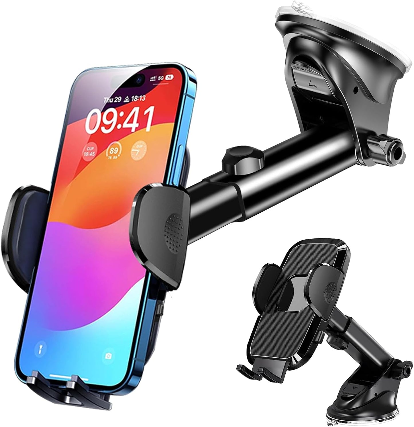 [Military-Grade Construction] Phone Holders for Your Car, 2025 New Car Phone Holder Cell Smartphone Mount Windshield Dashboard Suction Cup Stand Truck Cradle for iPhone Samsung Android All