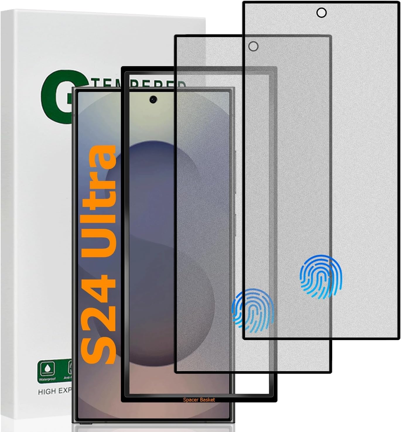 2 Pack Matte Glass Screen Protector for Samsung Galaxy S24 Ultra 5G(6.8 inch), Anti-Glare & Anti-Fingerprint Case Friendly Tempered Glass Film, Bubble Free,Fingerprint unlock,HD Clear,Smooth as Silk