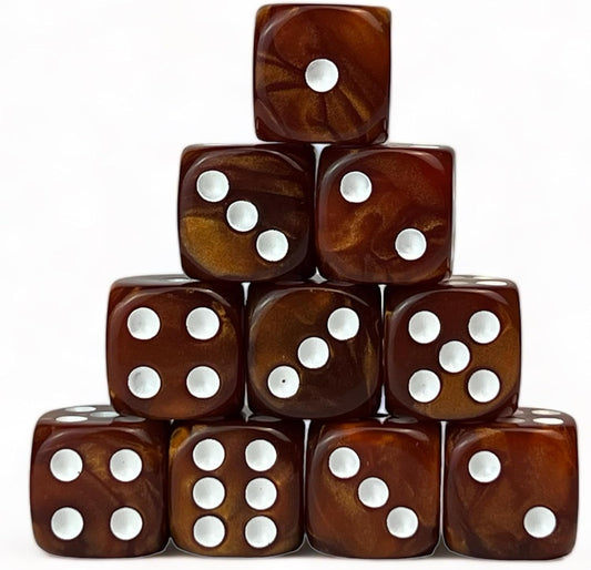 Luck Lab 10 Piece D6 Dice Pack - Acrylic Dice for RPG MTG DND Dice Table Games and Board Games (Brown Pearl)