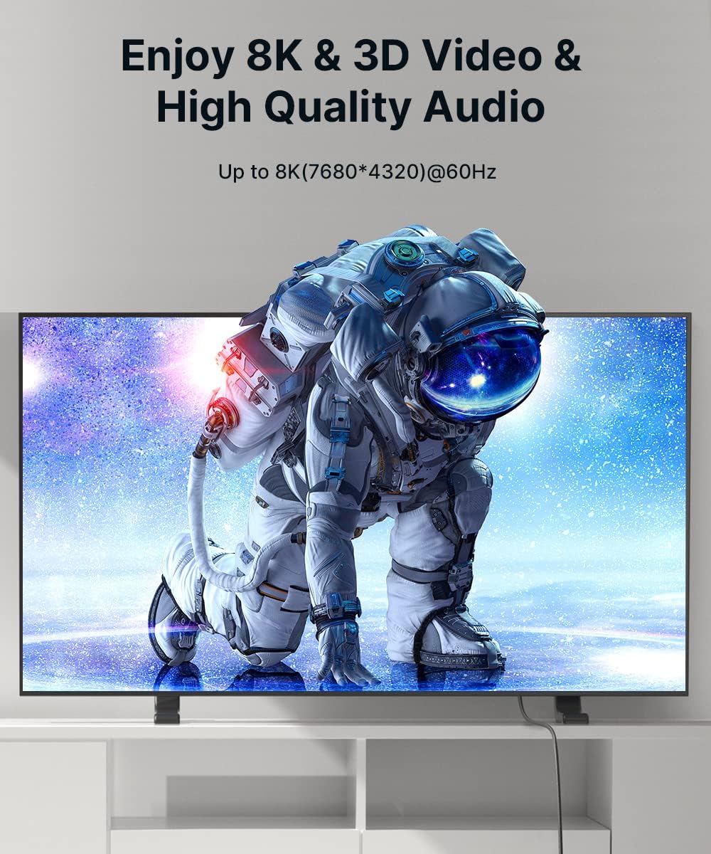 JSAUX HDMI Cables 2.1 2-Pack 6FT, 48Gbps 8K & 4K Ultra High Speed Braided HDMI Cable, 4K@120Hz 144Hz, 8K@60Hz, HDCP 2.2 & 2.3, HDR 10, eARC Compatible with Laptop Monitor UHD TV PS5 PS4 Dolby -Black