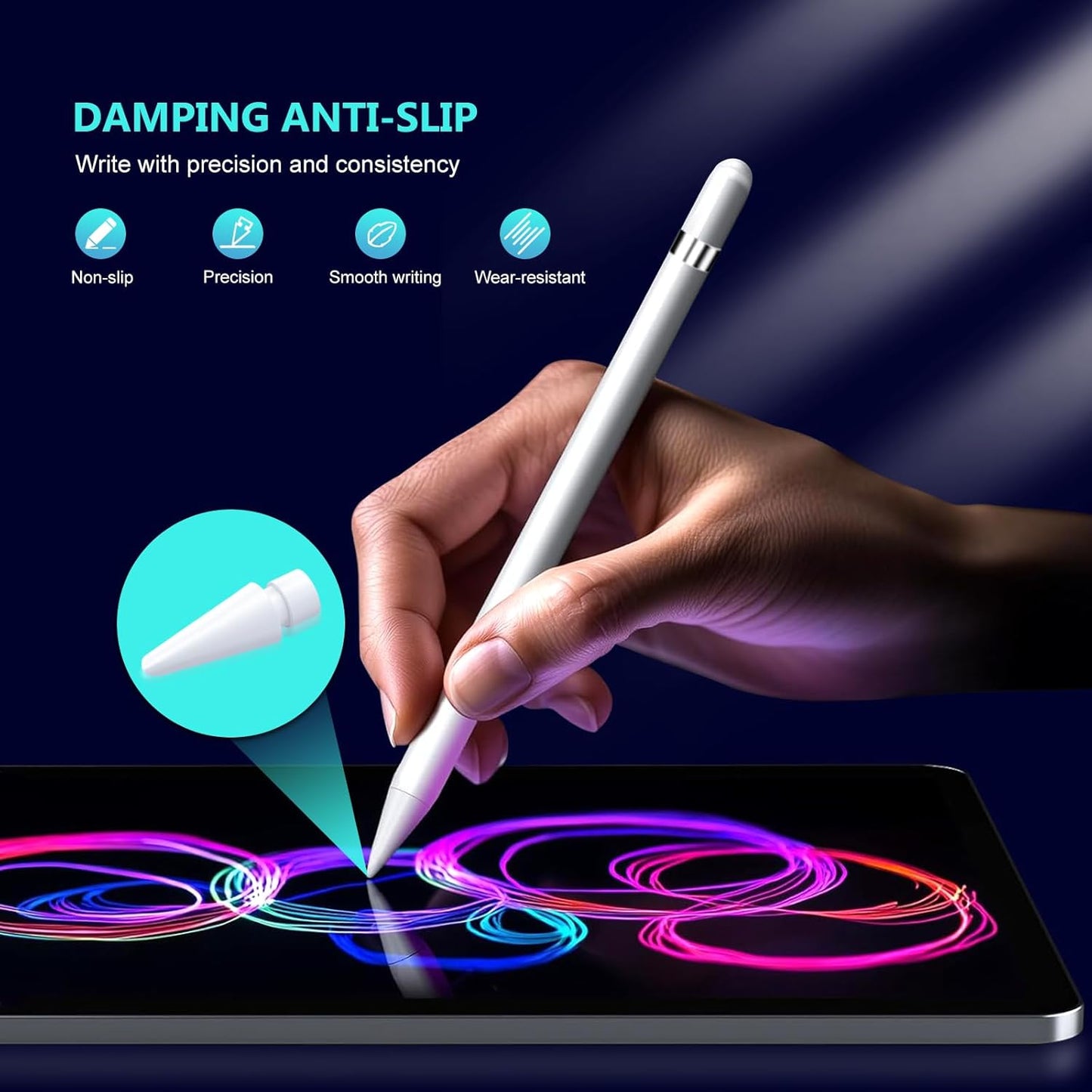 Replacement Tips for Apple Pencil Pro (1st/2nd Gen & USB-C), Upgraded iPad Pen Tips with Carrying Case, Precise Stylus Accessories - 6 Pack, Pink