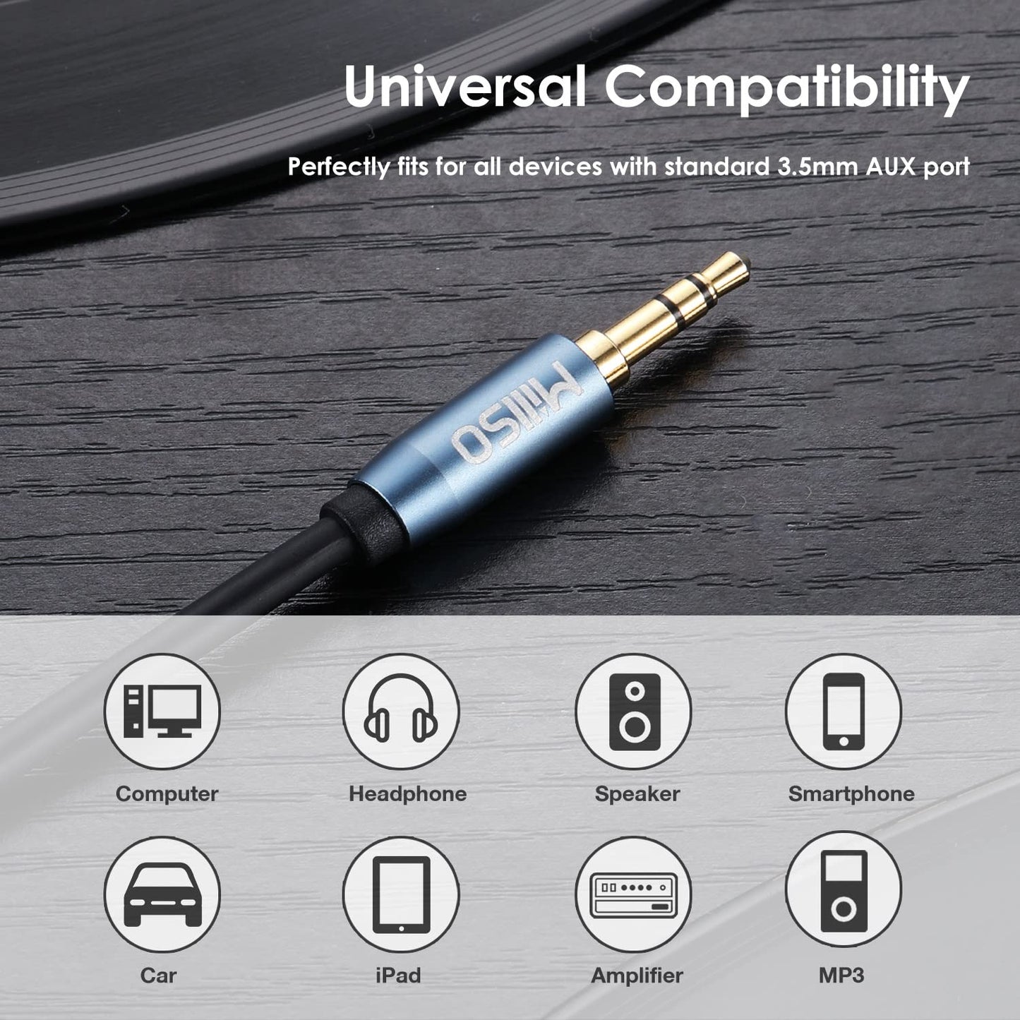 MillSO 3.5mm Headphone Extension Cable (33 ft) TRRS 3.5mm Male to Female Stereo Audio Jack Extension Adapter Auxiliary AUX Cord for Headphones, Earbud, Speaker, Car or Home HiFi Stereo System