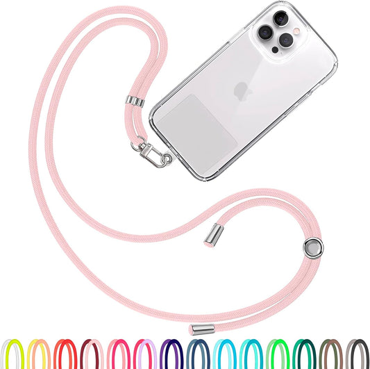 Cell Phone Lanyard [Light Pink] - Comfortable Universal Smartphone Lanyard - Easy to Use Neck Phone Holder [Clear Patch] - Adjustable Length Phone Strap Crossbody - Fits All Mobile Phones