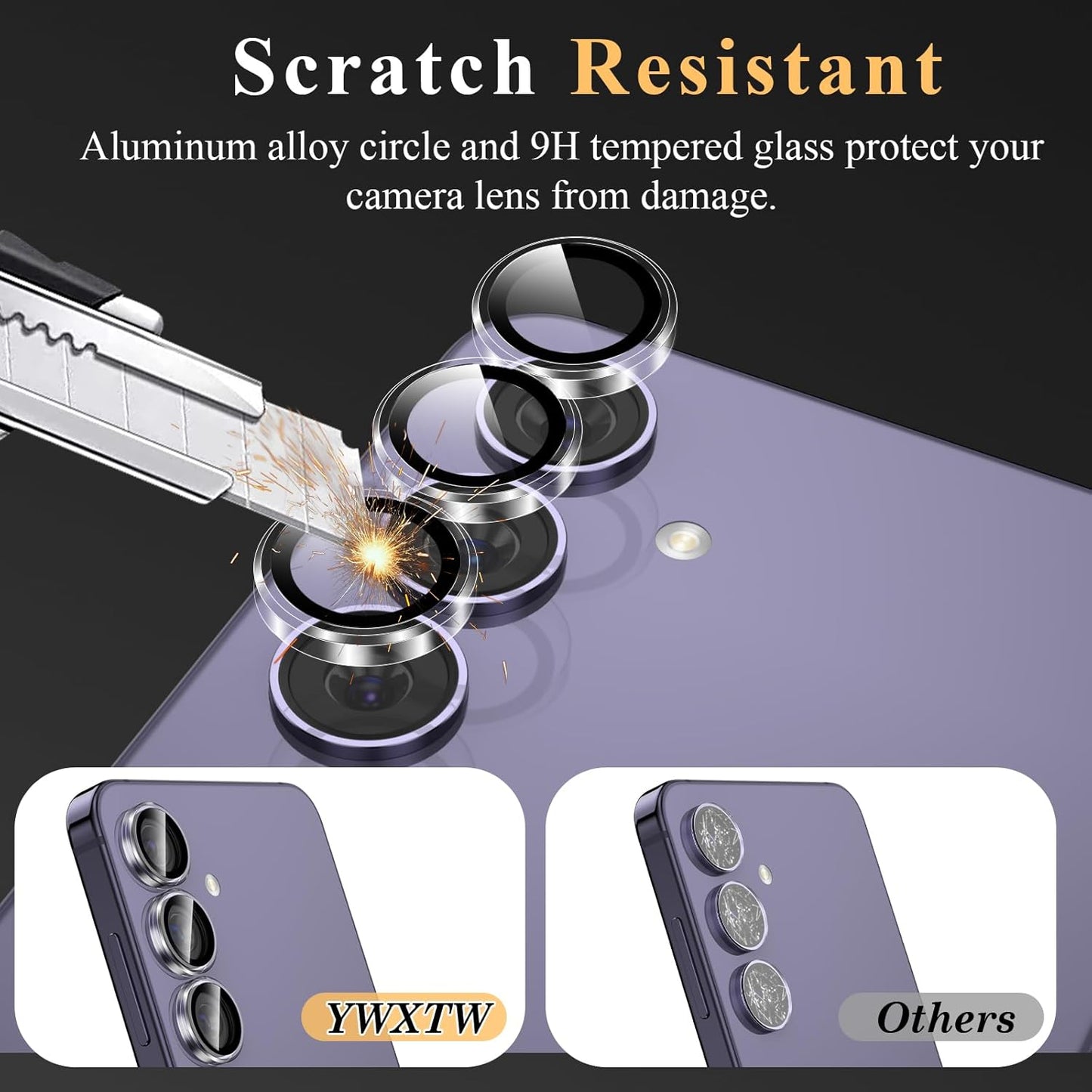 YWXTW Camera Lens Protector for Samsung Galaxy S24 Plus Accessories, 9H Tempered Glass Ultra HD Individual Ring Camera Cover Screen Protector for S24 Plus, Case Friendly (Clear)