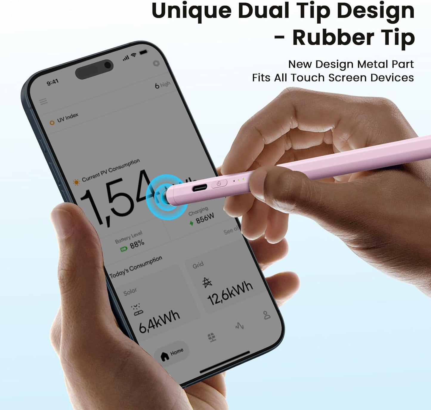 Stylus Pen for iPad(2025-2018),13 mins Fast Charge Pencil with Tilt Sensitivity and Palm Rejection for iPad A16/10/9/8/7/6,Air 13"/11"/M3/M2/5/4/3,Pro 11"/13"/12.9"/M4/M2/M1,Mini 7/6/5, Pink