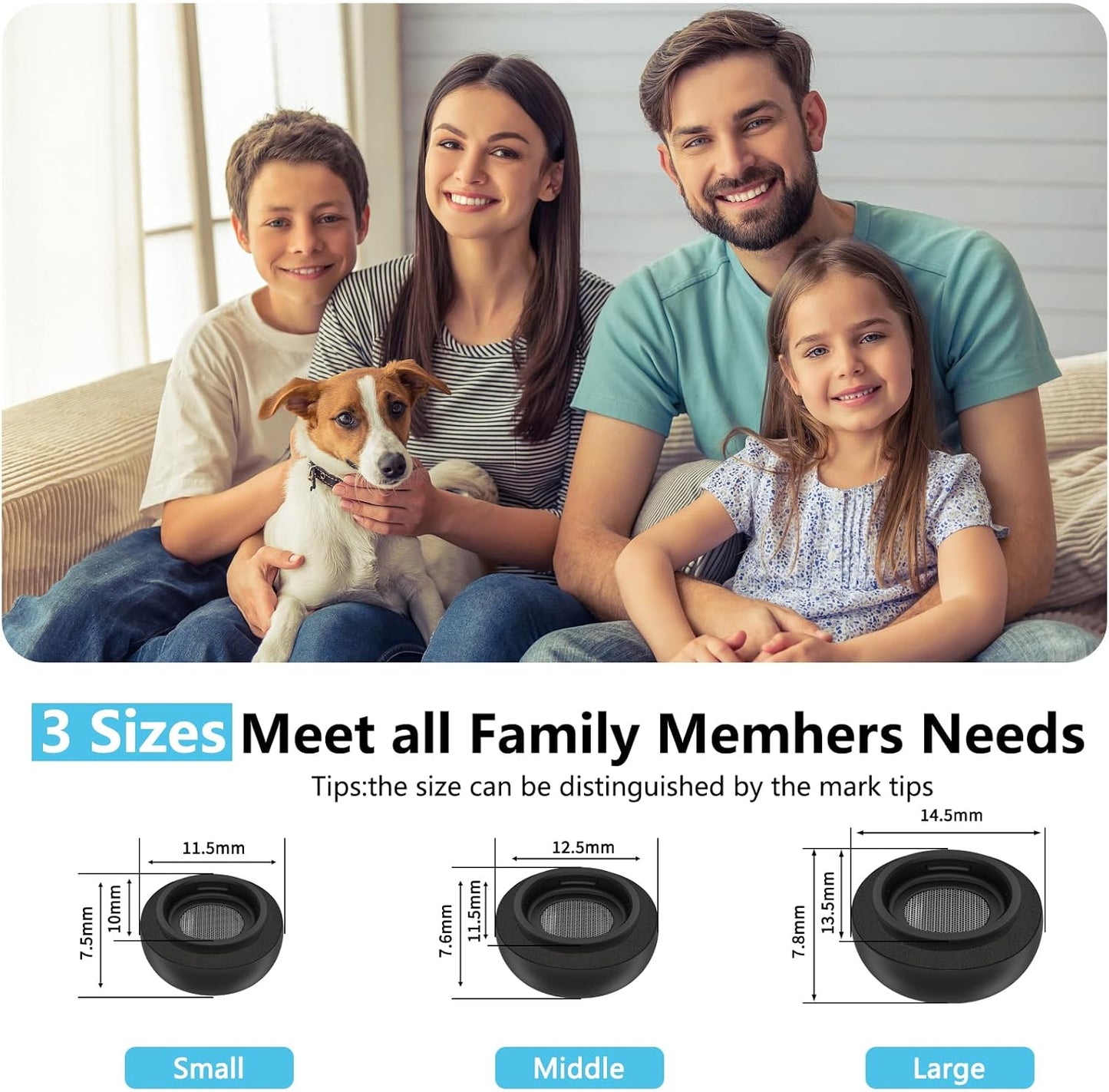 Compatible with AirPods Pro 2nd/1st Generation Silicon+Memory Foam Replacement Ear Tips,with Noise Reduction Hole &Built-in dust Guard Screen,for USB-C Charging Case-3 Sizes (S/M/L)