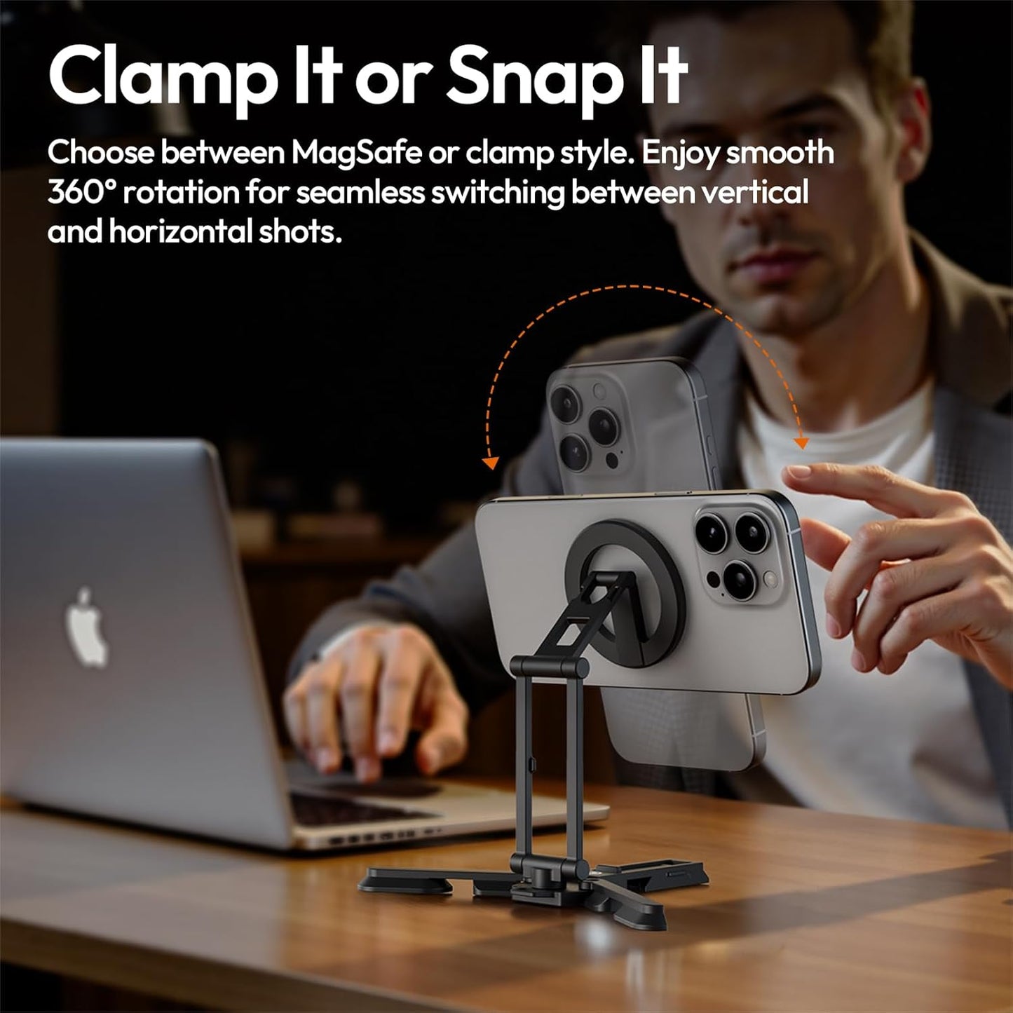 ULANZI Magnetic Phone Tripod Stand, Foldable Mini Tripod with MagSafe Phone Holder & Cold Shoe Mount, Camera Adapter with 1/4”, Arca, Uka QR Base, for DJI Canon Nikon, iPhone 17/16/15/14/13/12 Series