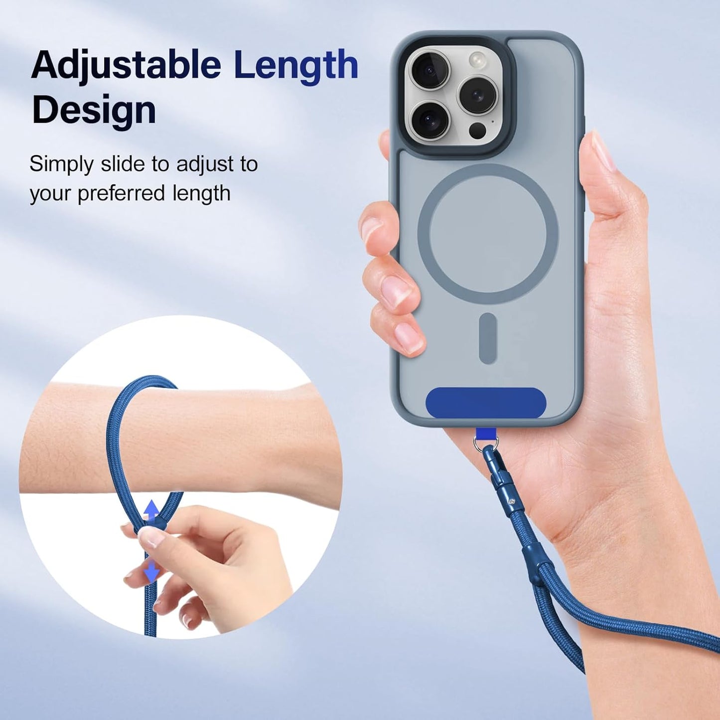 Phone Wrist Strap, Universal Adjustable Hand Wrist Strap Lanyard for iPhone 16 and Most Smartphones, Multifunctional Patch Lanyard with Phone Tether Tab for Women and Men, Royal Blue