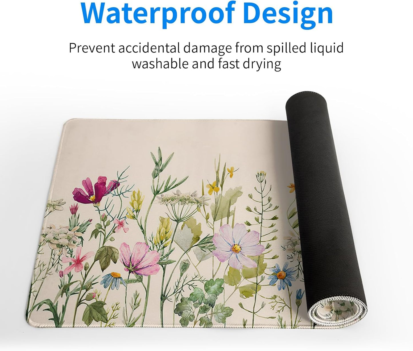 Flower Gaming Mouse Pad Large Mouse Pad for Keyboard and Mousepad Desk Mat with 3mm Non-Slip Base and Stitched Edge for Gaming and Office Computer Mat Protector Mat 31.5x11.8 Inch