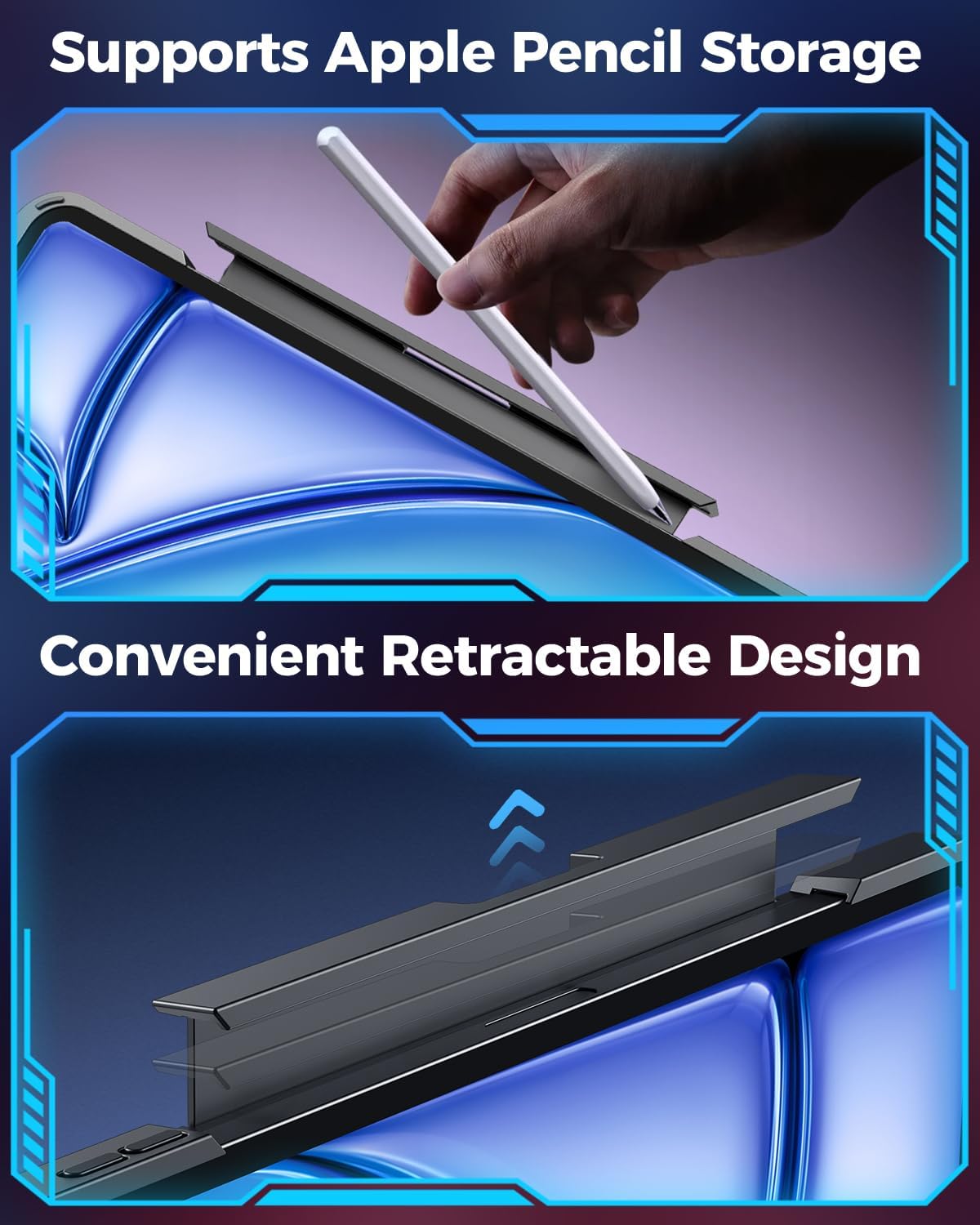 SIEBITU Clear Wireless Keyboard Case for iPad Air 11-inch (M3 2025/M2 2024) & iPad Pro 11-inch 4th 3rd 2nd 1st Gen, 7-Color Backlit with Multi-Touch Trackpad for 10.9” iPad Air 4th/5th Gen, Black