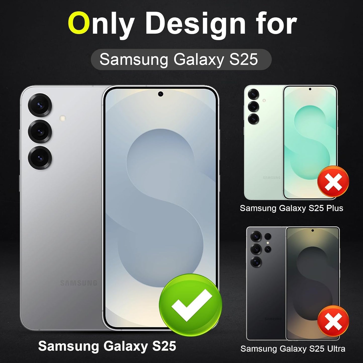 YWXTW Camera Lens Protector for Samsung Galaxy S25 Accessories [1:1 Fit & Ultra Clarity] 9H Tempered Glass Metal Individual Ring Camera Cover Screen Protector for S25, Case Friendly (Navy)