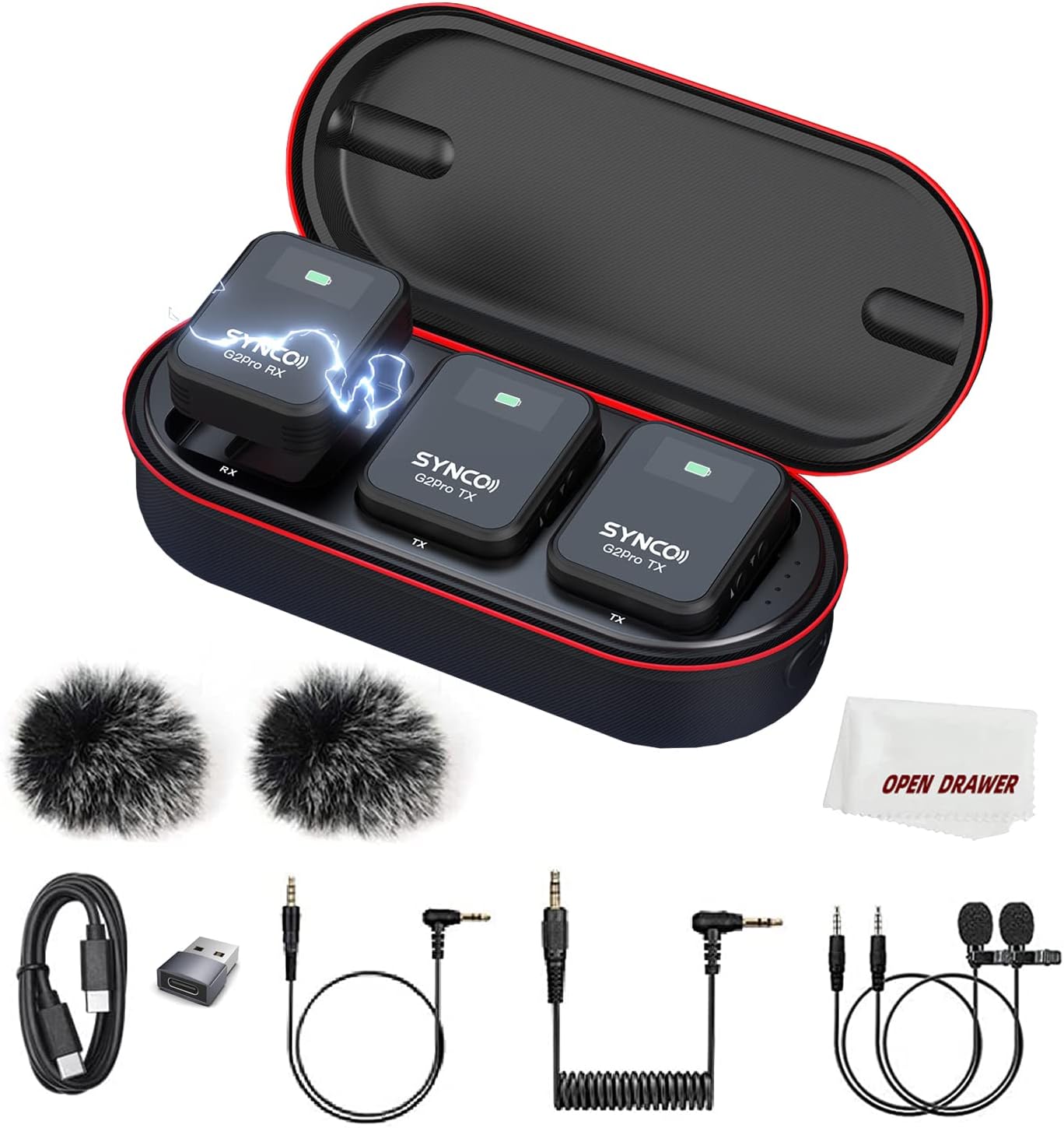 SYNCO G2A2 Pro Microphone, Wireless Lavalier Microphone, 200m (656 ft) Range, 8 Hours Life, Compatible PC, Smartphone, DSLR, for Outdoor Video, News interview, Vlogs