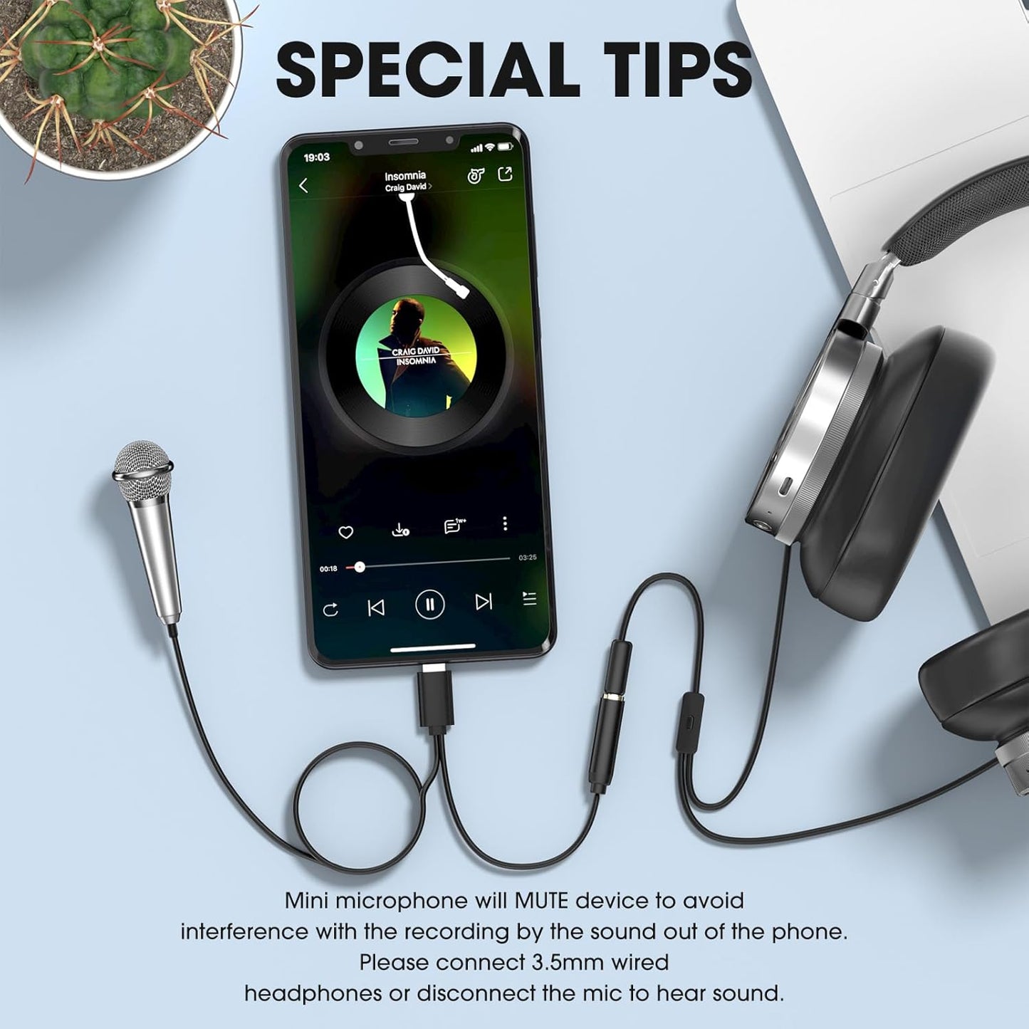 Mini Microphone for iPhone iPad Small ASMR Tiny Microphone for Voice Video Recording Singing, Vlogging, Podcasting YouTube (1 PCS Rose Golden)