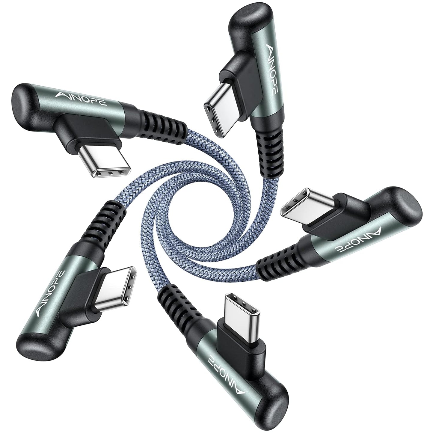 AINOPE USB to USB C Cable [5-Pack, 3.3ft] 3.1A Type C Charger Fast Charging, Right Angle USB to C Cable for Galaxy A15 A25 A35 A55 A54, S10+ S10 S9, Note 20 10 9, LG V30, Moto G, iPhone 16 15 Cord